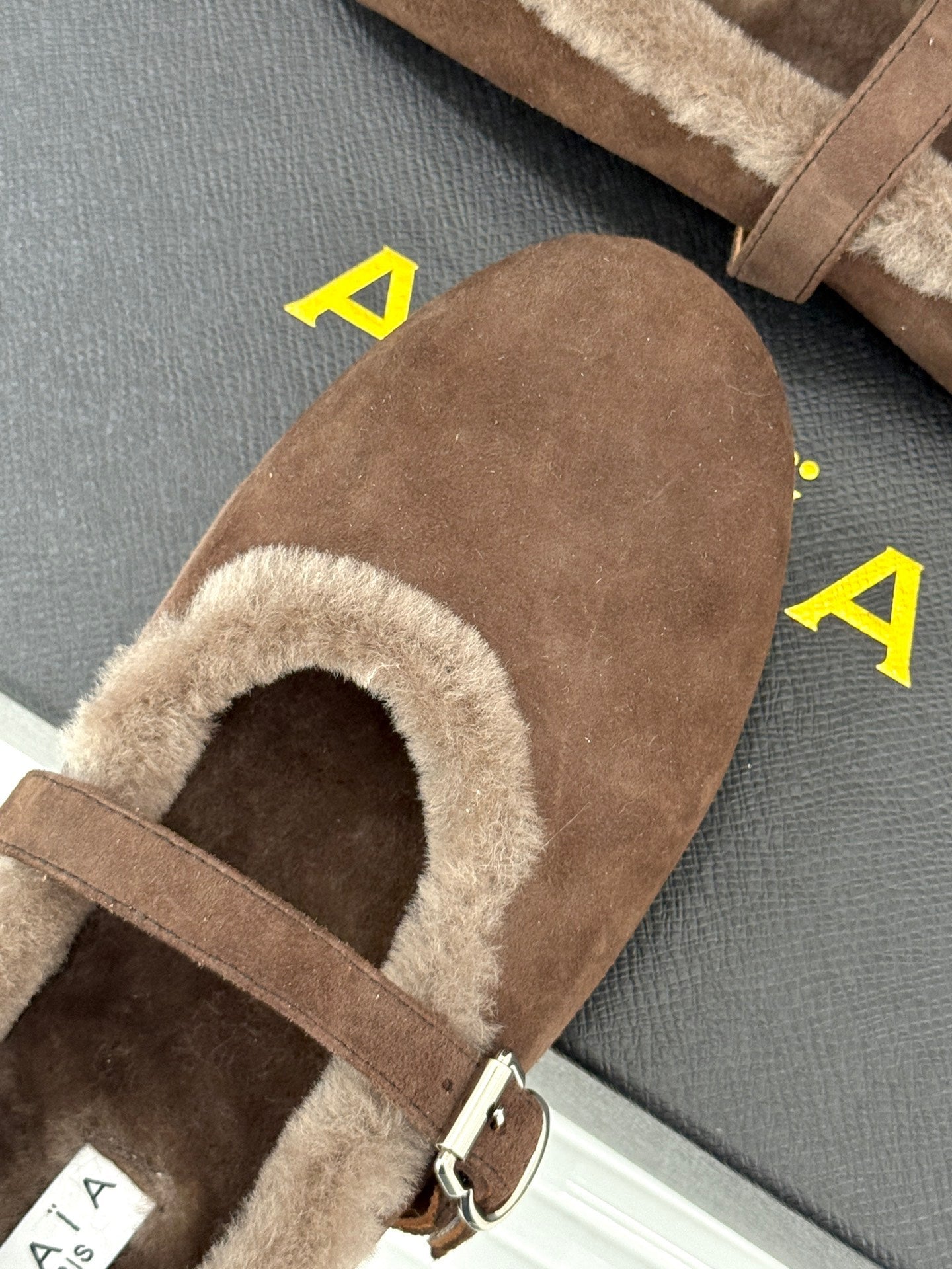 Alaia 25WF Mary Jane chocolate brown suede wool 472224