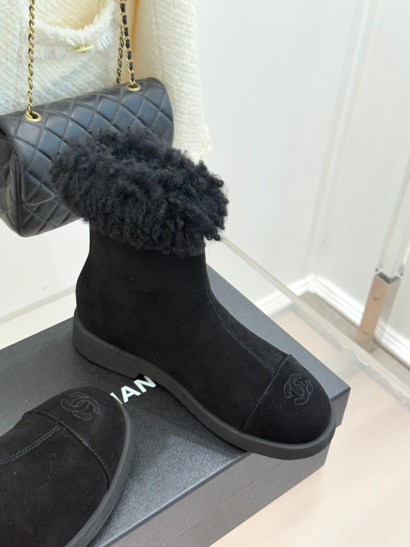 CC 25s Ankle Boots Black Suede Wool 512069