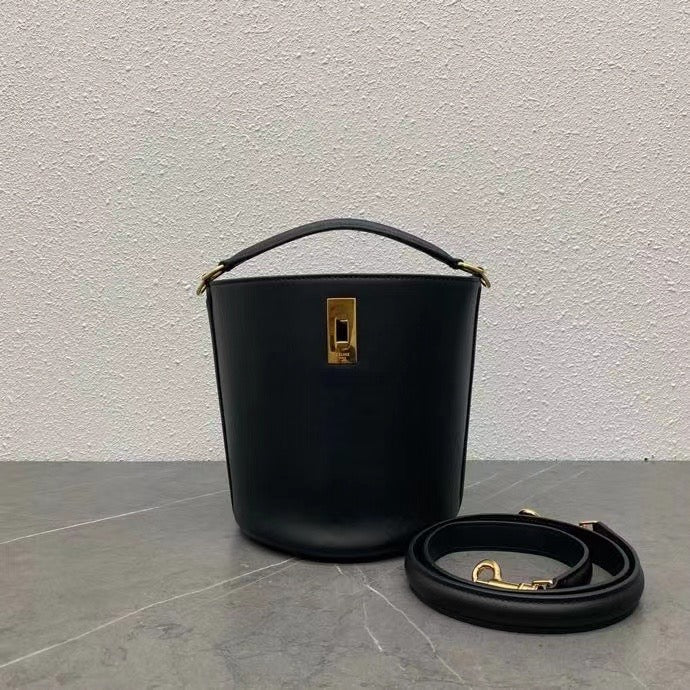 Celine 2026 Teen Bucket Bag 18cm Black Smooth Calfskin