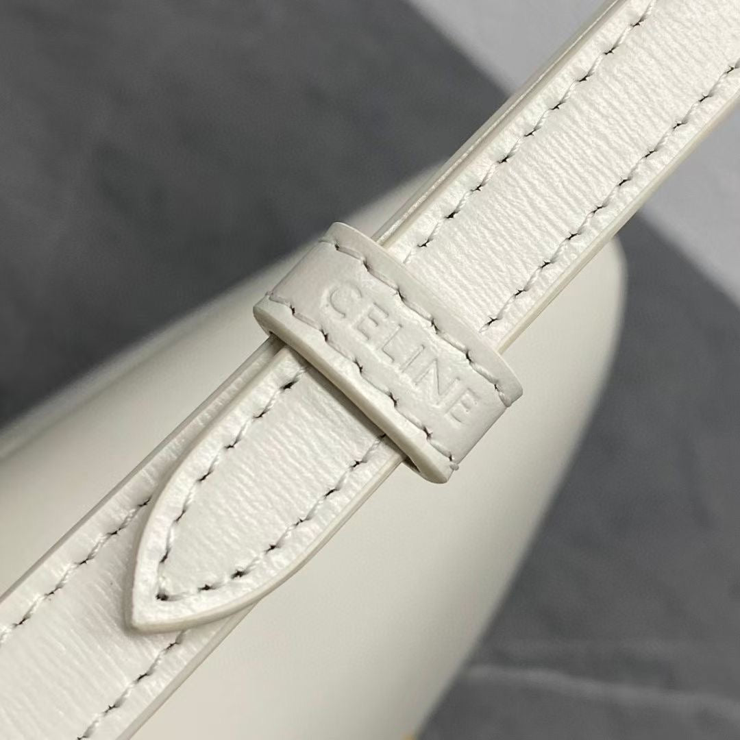 Celine 2026 Triomphe Terence Shoulder Bag 24cm White Cowhide 281893