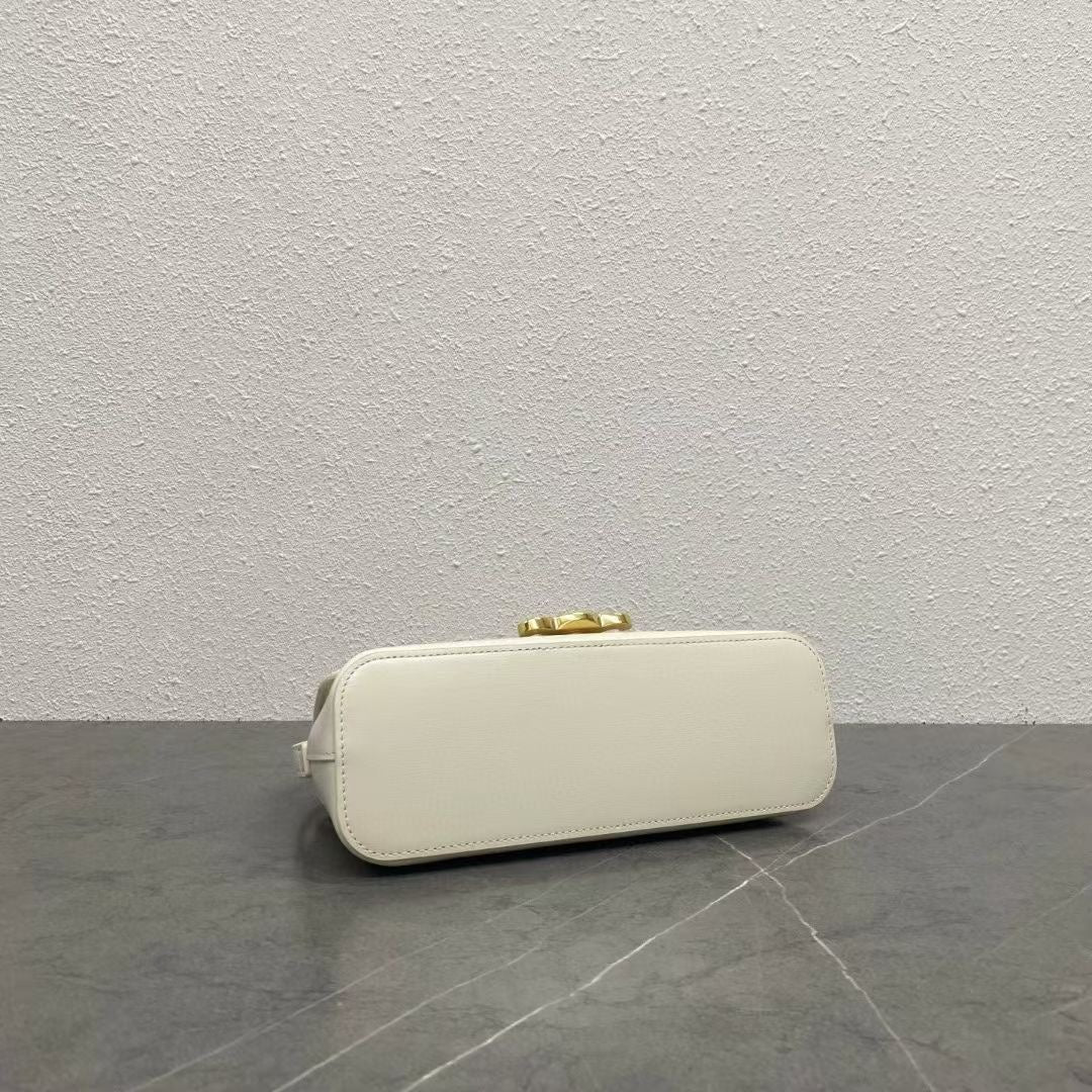 Celine 2026 Triomphe Terence Shoulder Bag 24cm White Cowhide 281893