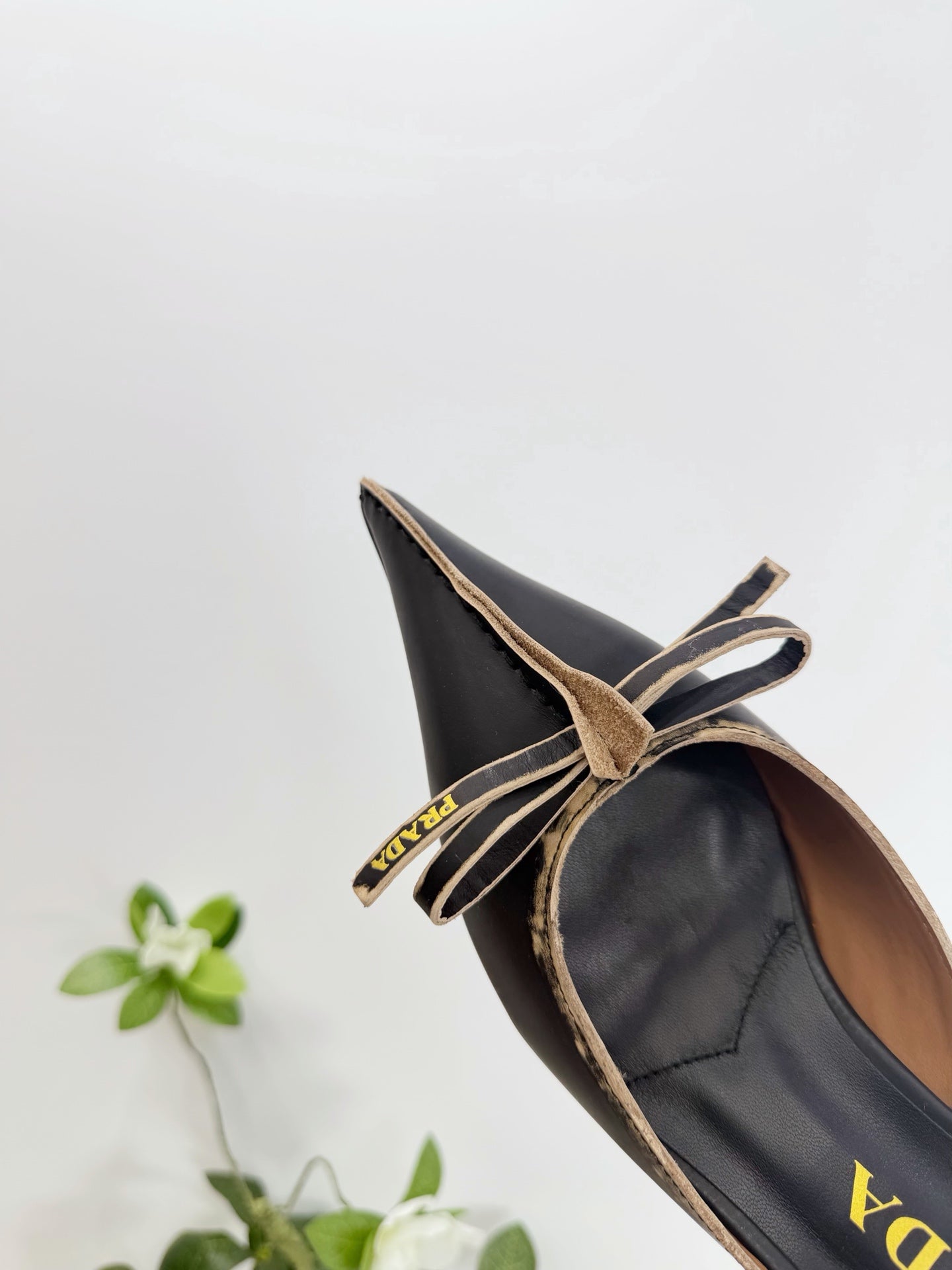 PRA 26SS Hight Heel Mule 55 Black Beige Cowhide 592399