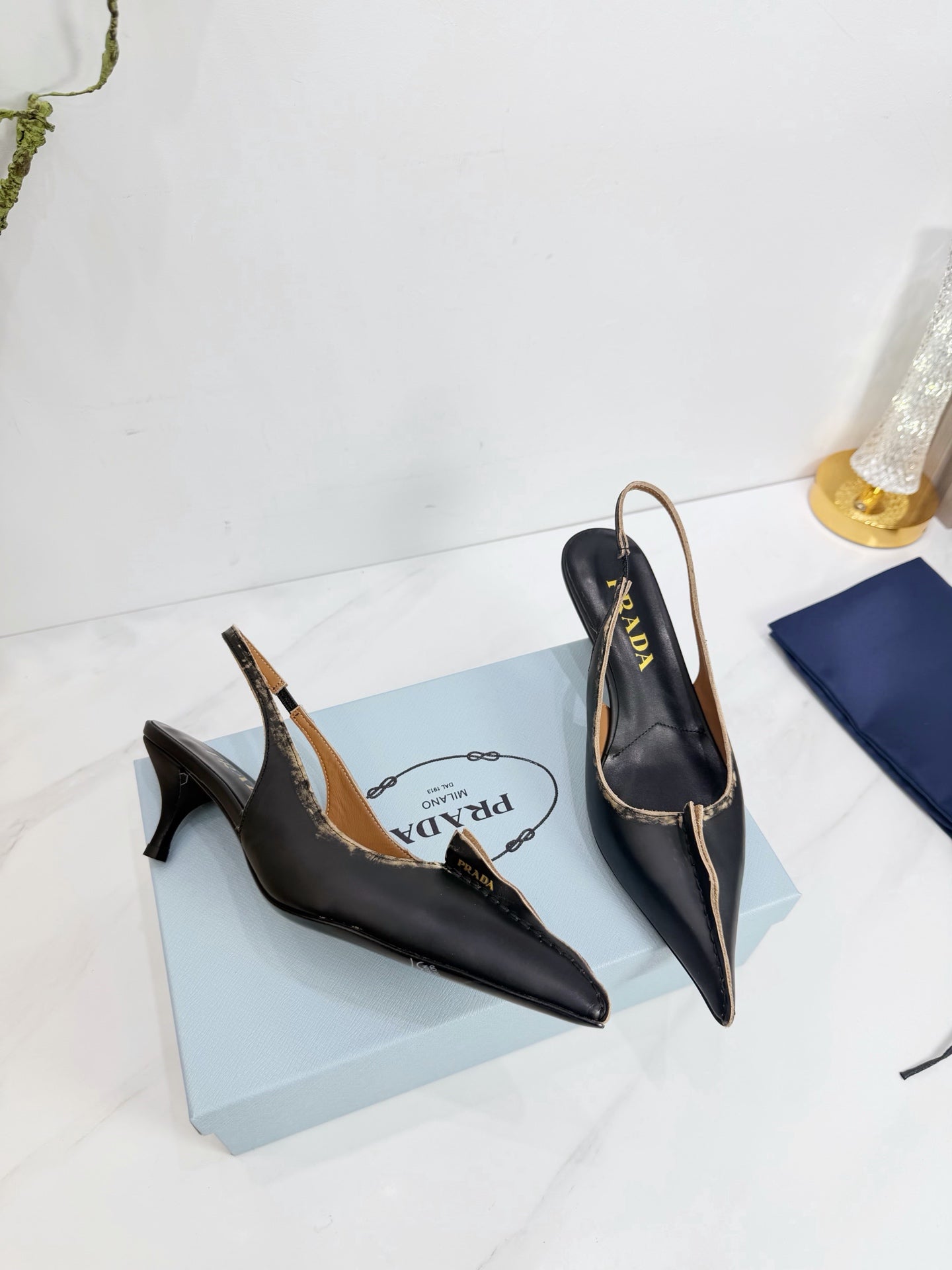 PRA 26SS Slingback 55 Black Beige Cowhide 592411