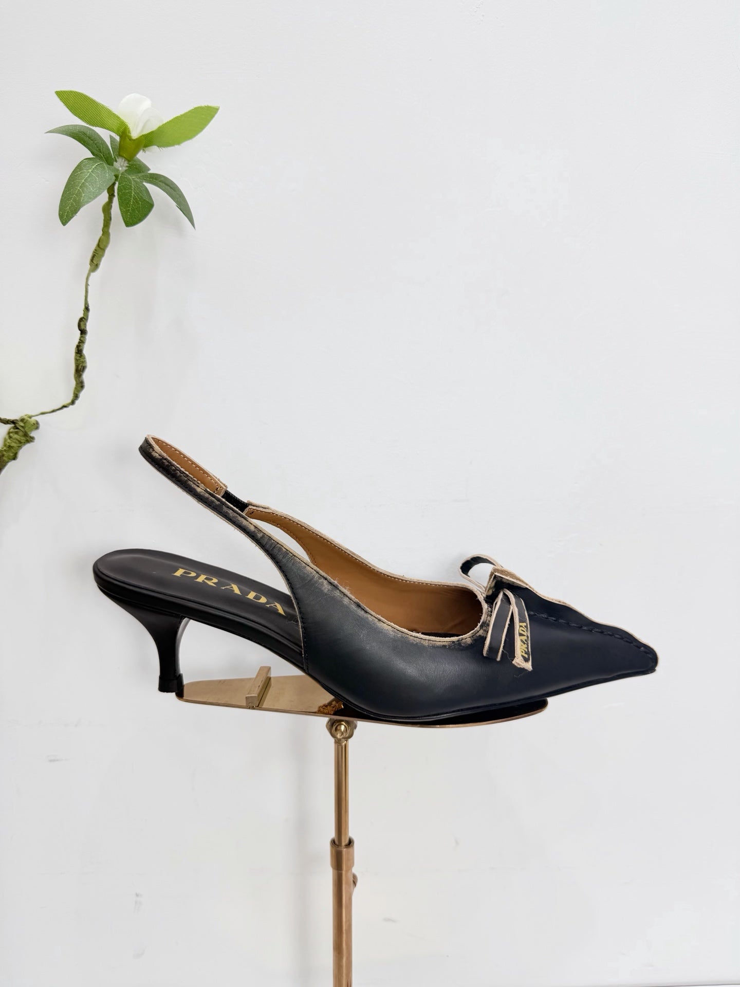 PRA 26SS Slingback 55 Black Beige Cowhide 592402