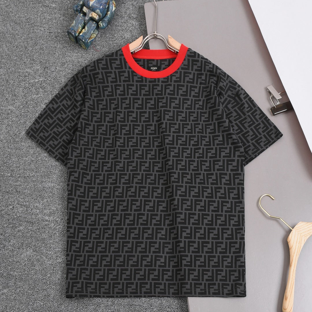 Fendi 2026 Men's T-Shirt Black Gray Cotton 824930