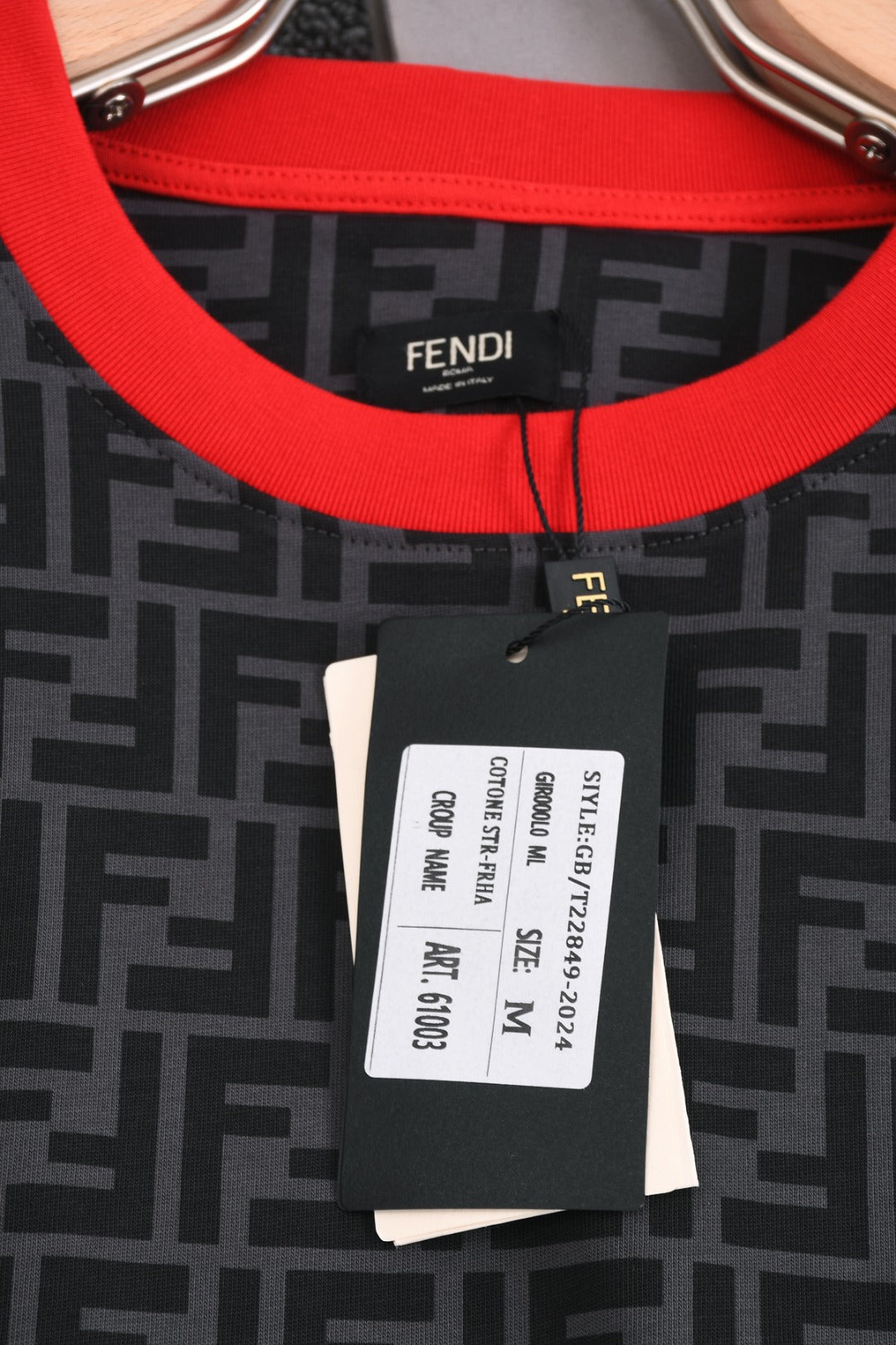 Fendi 2026 Men's T-Shirt Black Gray Cotton 824930