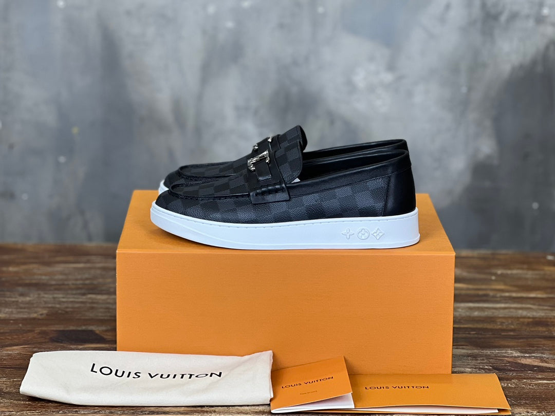 LV LOAFER BLACK DAMIER CANVAS AND CALFSKIN