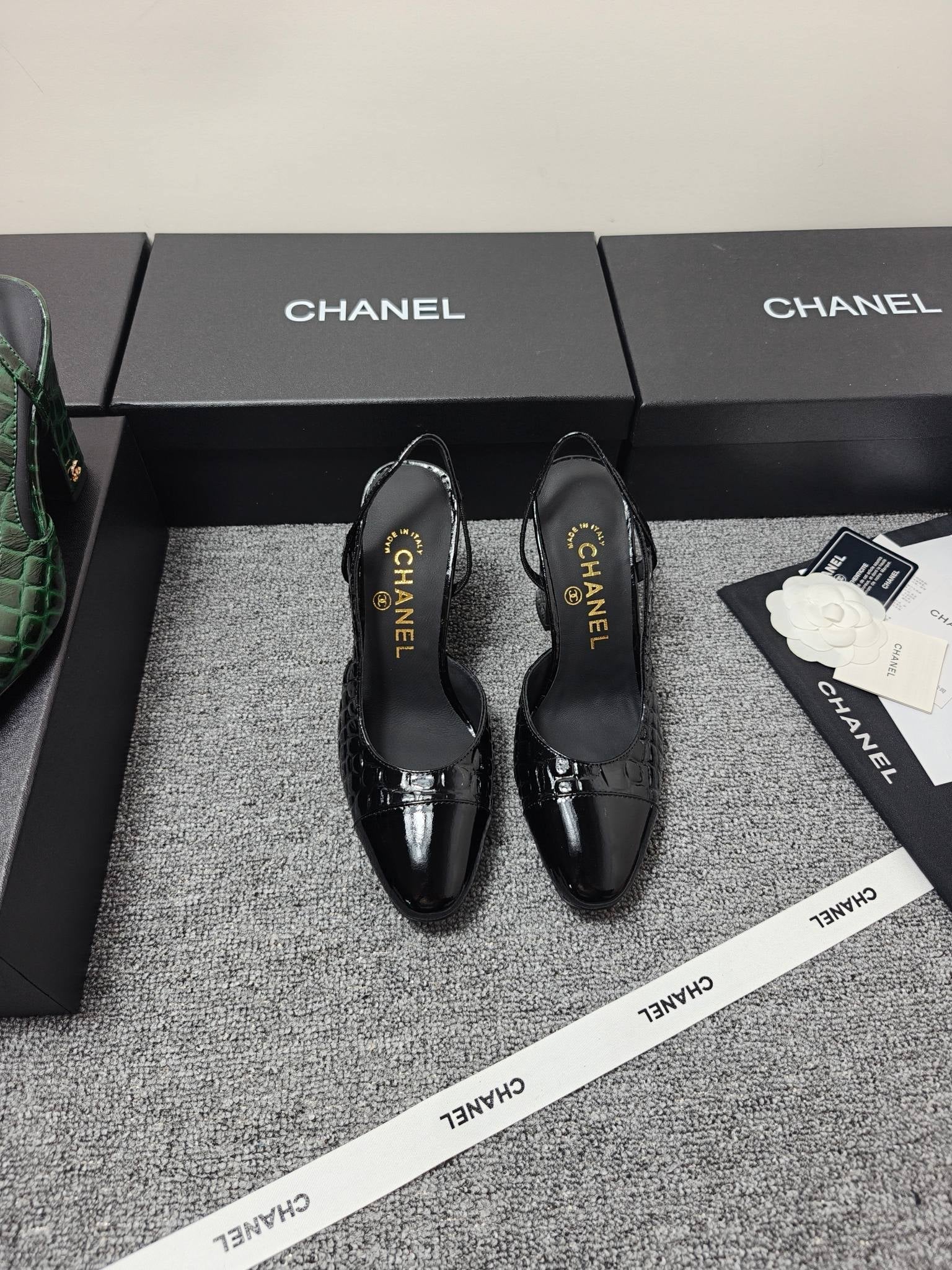 Chanel 2026 Crocodile Embossed Slingback Glossy Calfskin 855982