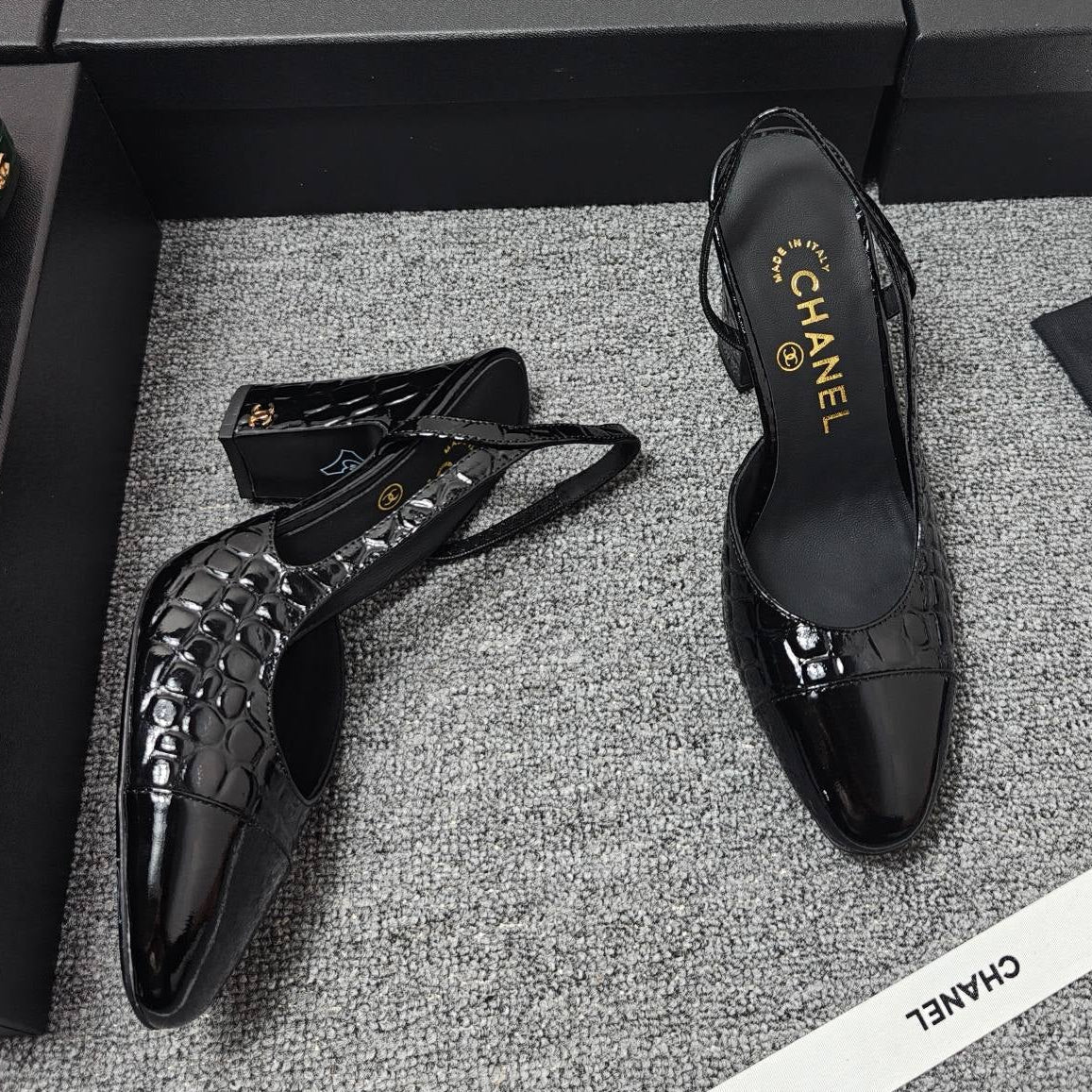 Chanel 2026 Crocodile Embossed Slingback Glossy Calfskin 855982