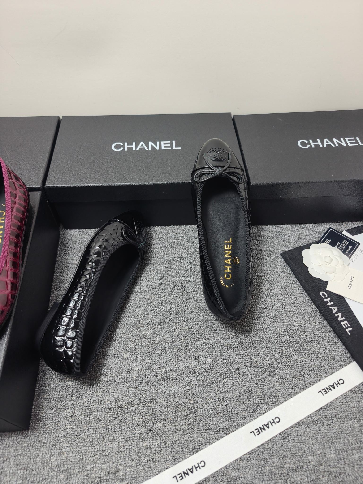 Chanel 2026 Crocodile Embossed Ballet Flat Glossy Calfskin 855991