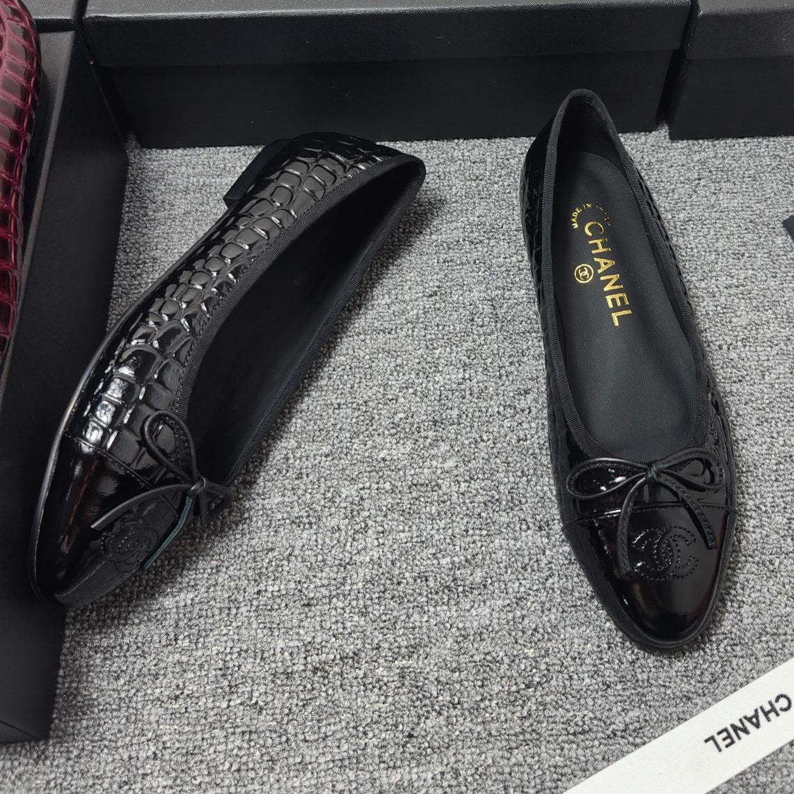 Chanel 2026 Crocodile Embossed Ballet Flat Glossy Calfskin 855991