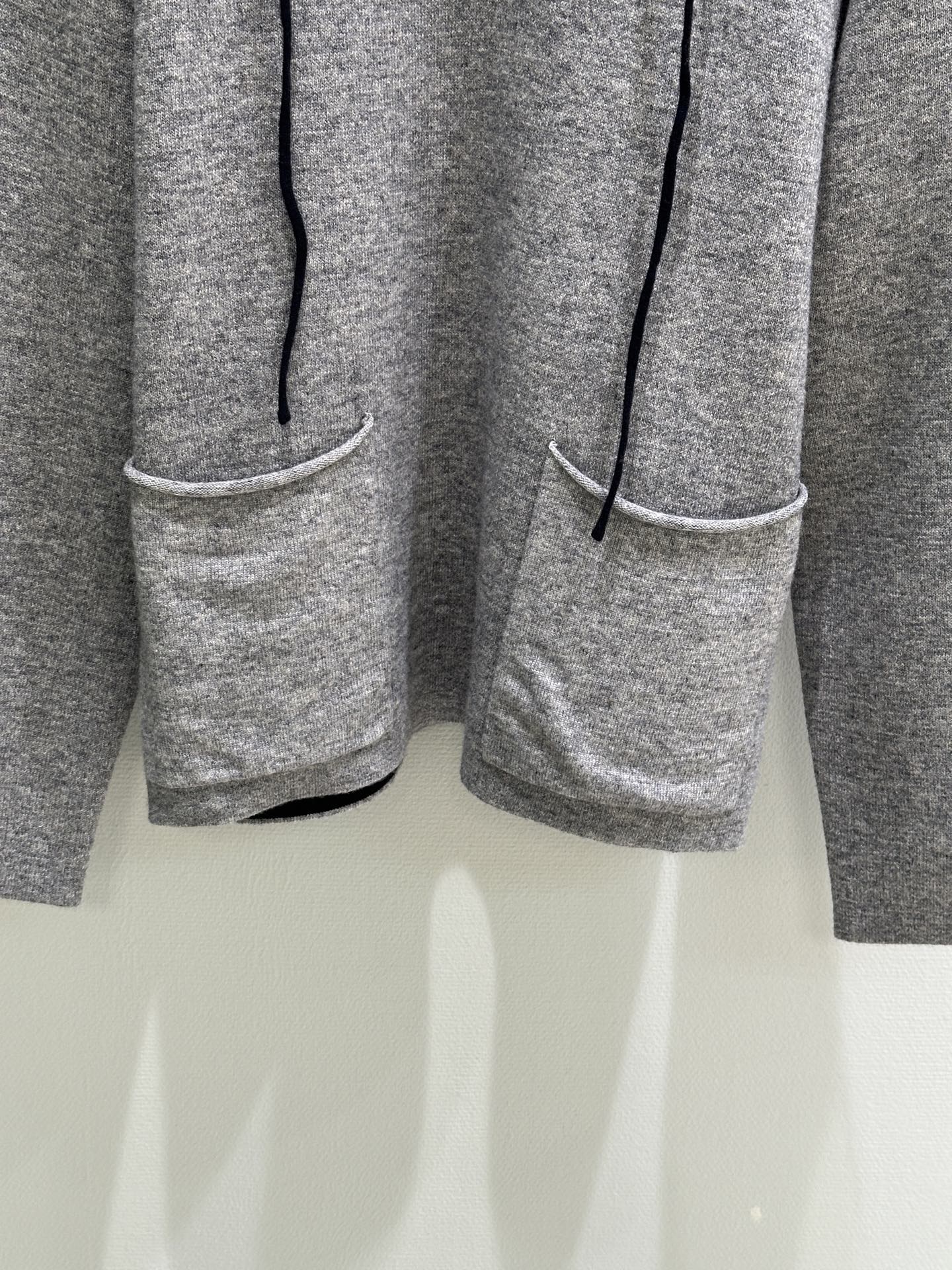 Miumiu 2026 Half-zipper Sweater Grey Mix Blue Cashmere