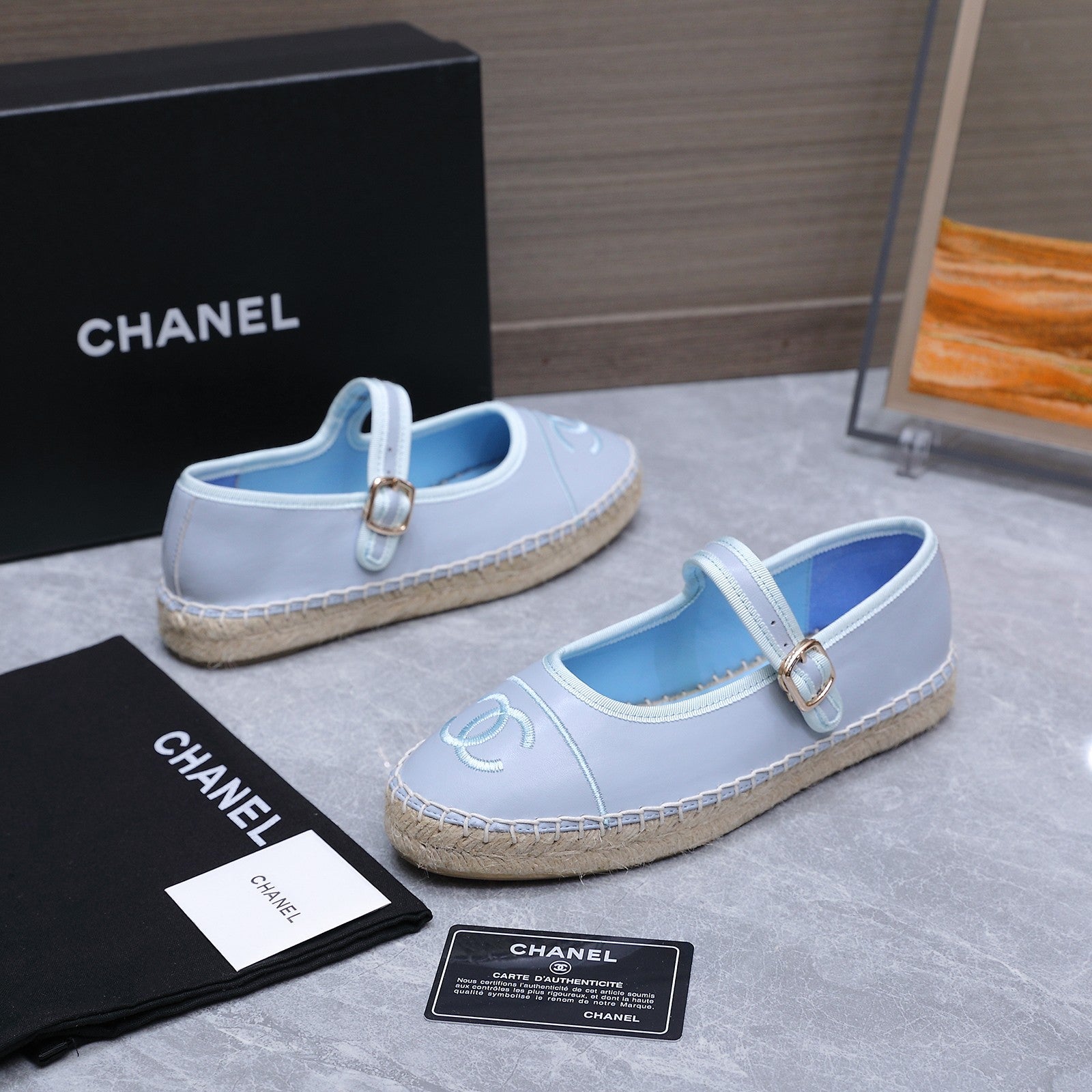 Chanel 2026 Mary Jane Shoes Blue Sheepskin 758385