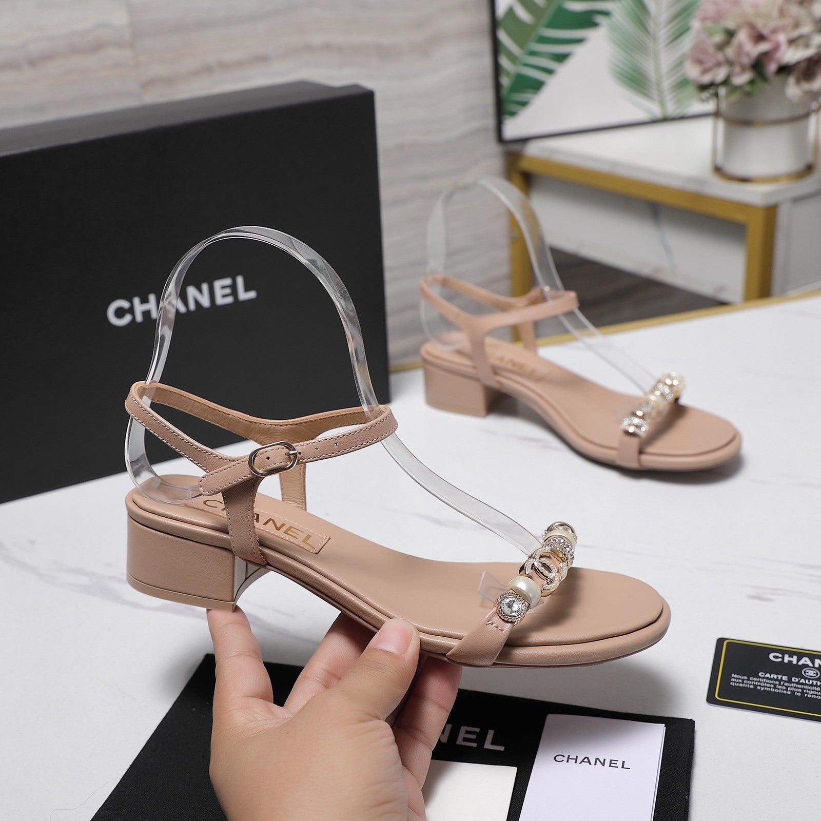 Chanel 2026 Sandals 25mm Nude Cowhide 758395