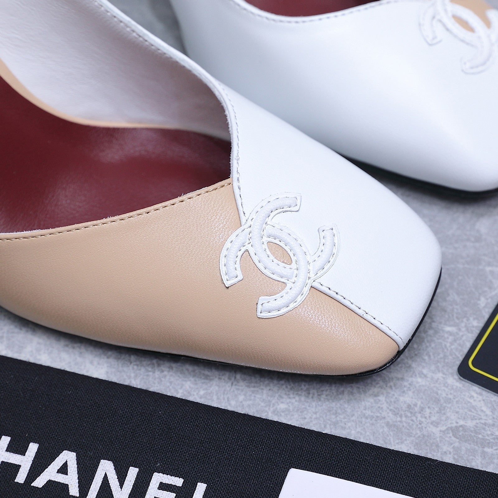 Chanel 2026 High-Heeled Slingback 85mm  Beige White Suede Leather 758407