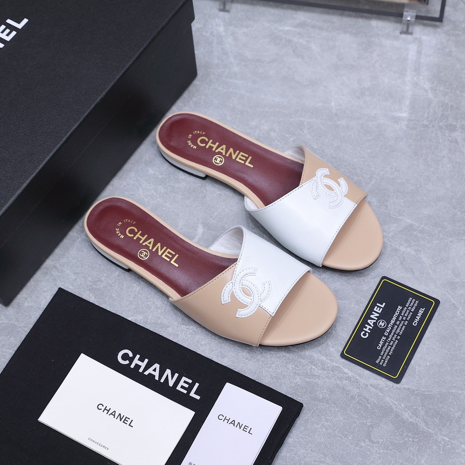 Chanel 2026 Sandals Beige White Suede Leather 758411