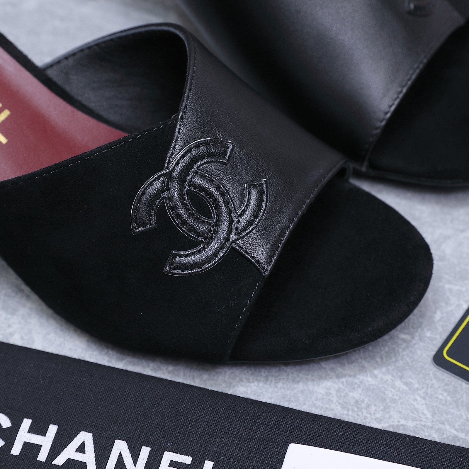 Chanel 2026 High-Heeled Sandals Black Suede Leather 758418