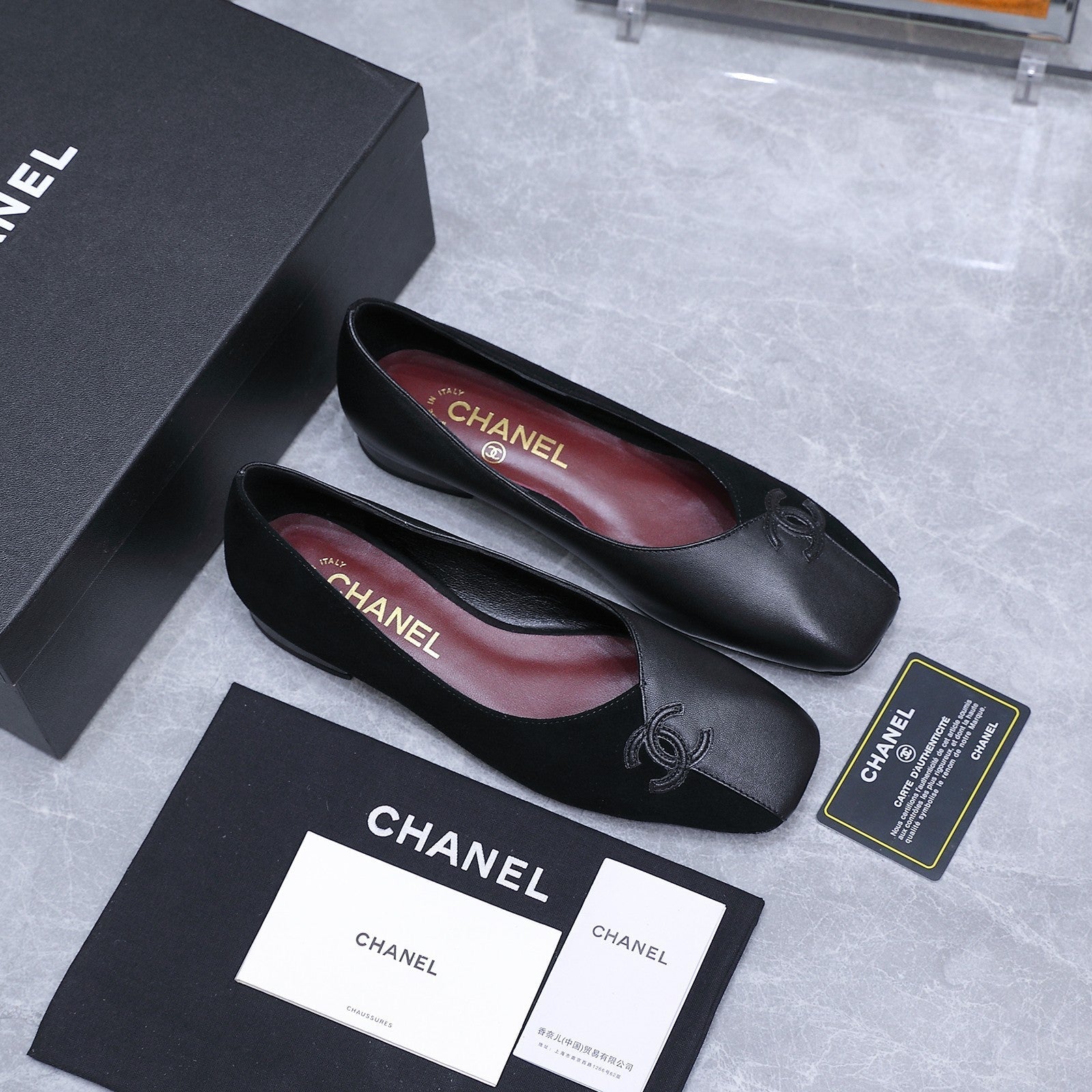 Chanel 2026 Ballet Flats Black Suede Sheepskin 758422