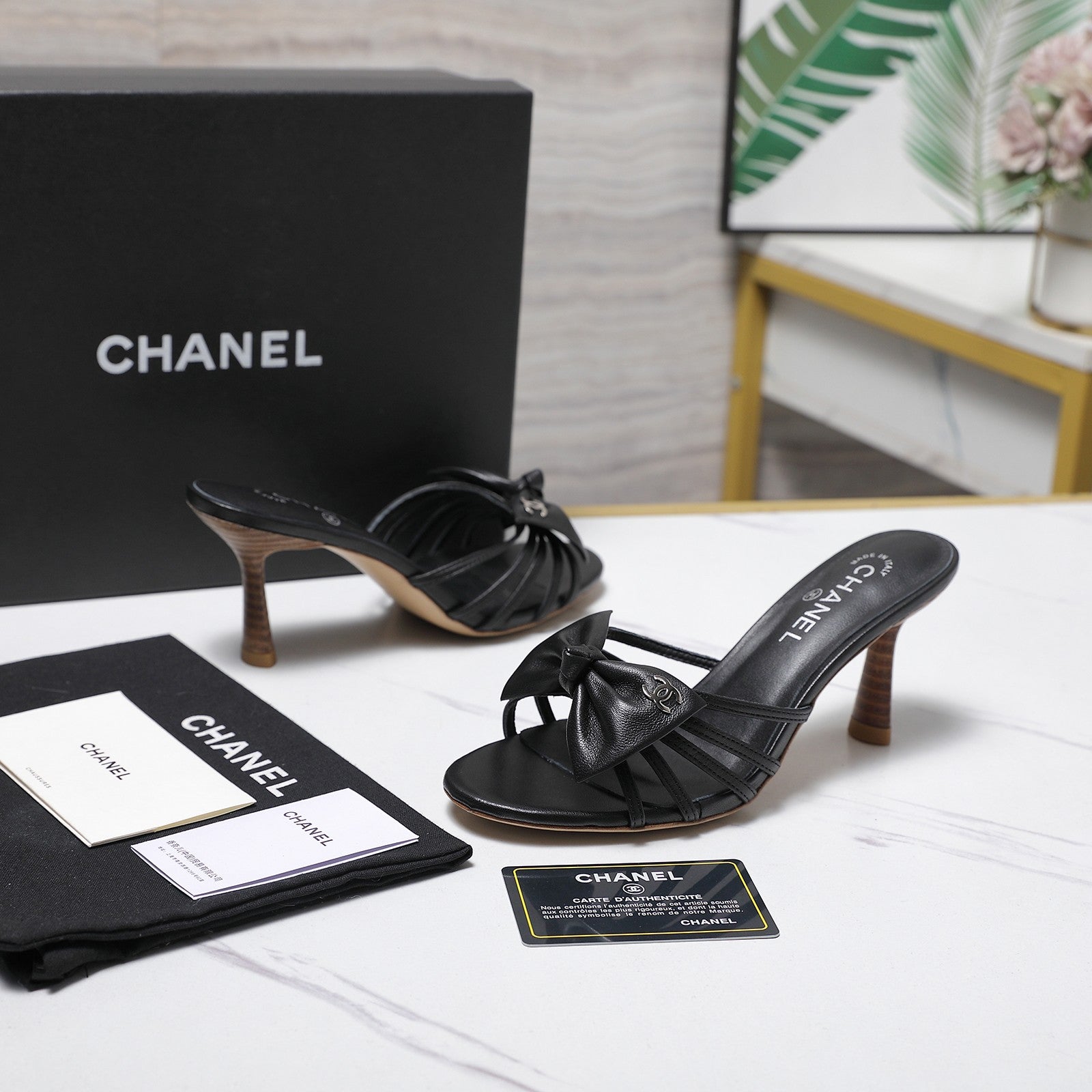 Chanel 2026 High-heeled Sandals With Delicate Bow 80mm Cowhide 758430