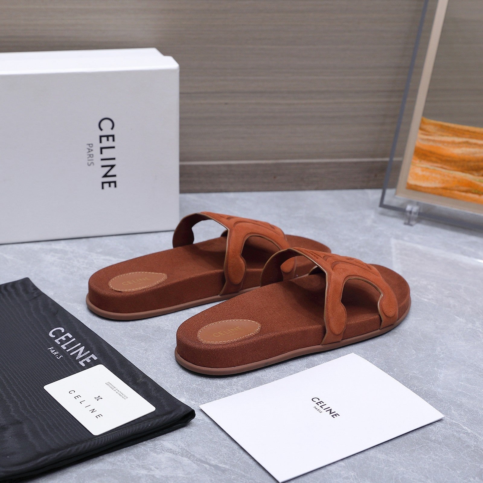 Celine 26 Platform Sandals 25mm Suede Leather 759478