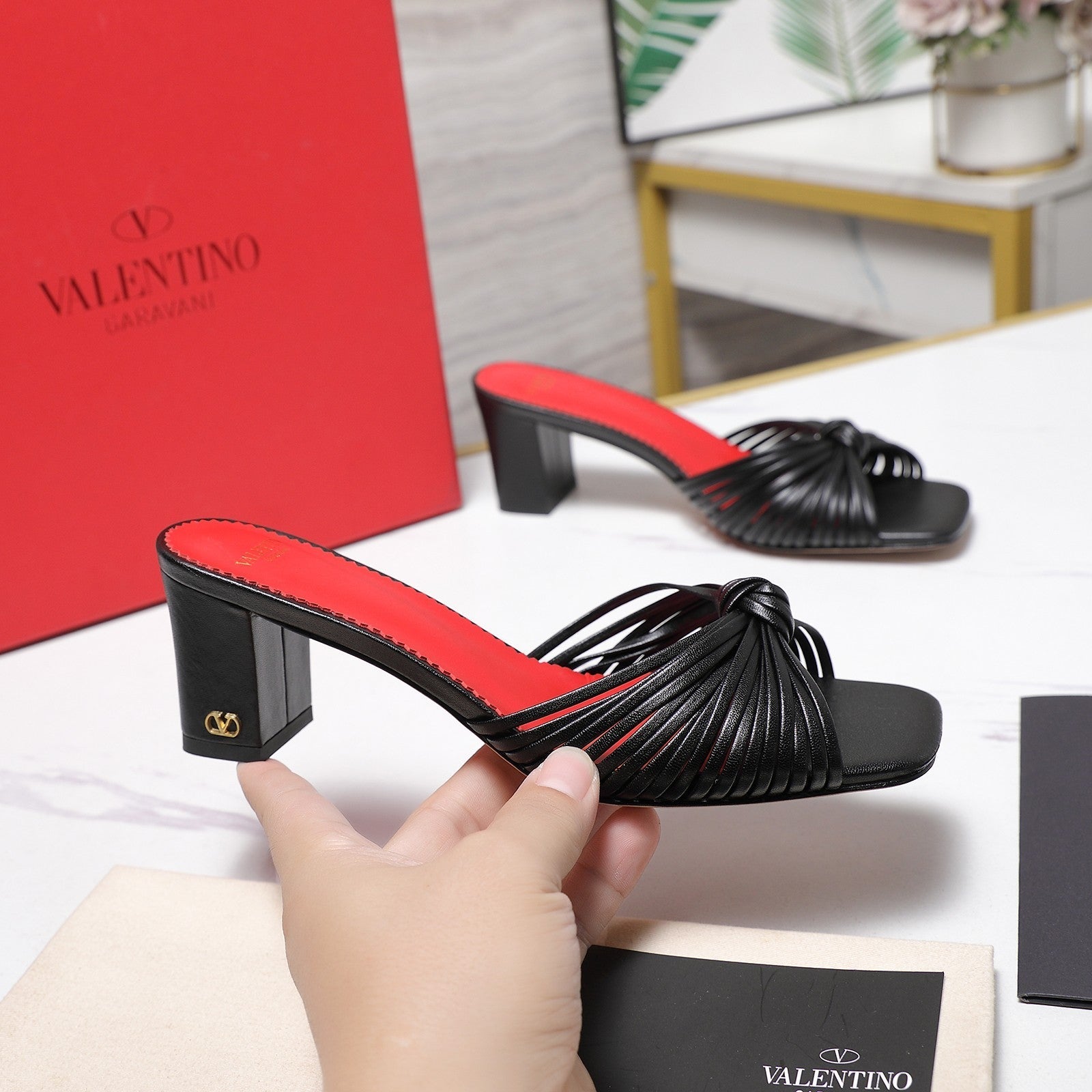 Valentino 2026 Garavani Annet Calfskin Slide Sandals 60mm 864485