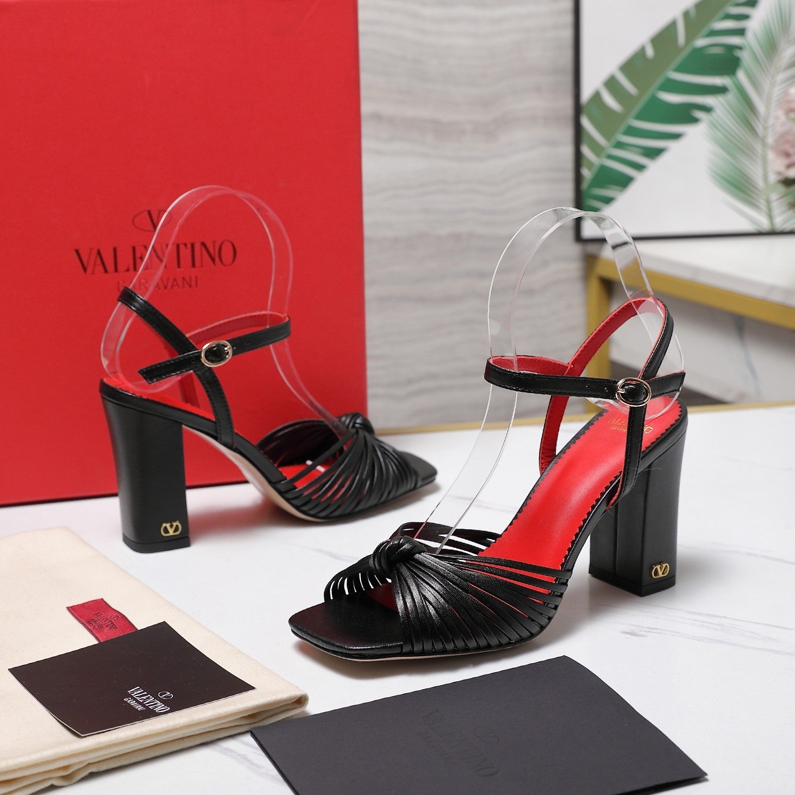 Valentino 2026 Garavani Annet 90mm Leather Block-Heel Sandal 864491