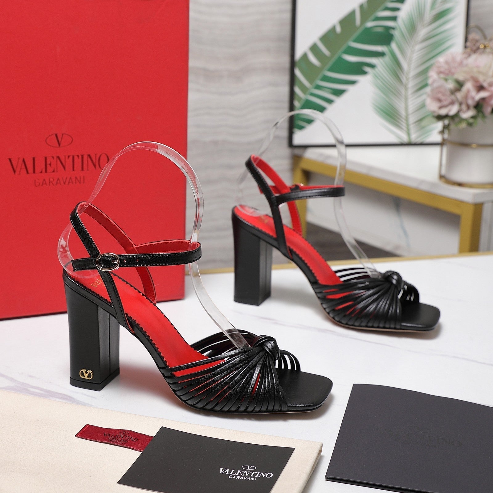 Valentino 2026 Garavani Annet 90mm Leather Block-Heel Sandal 864491