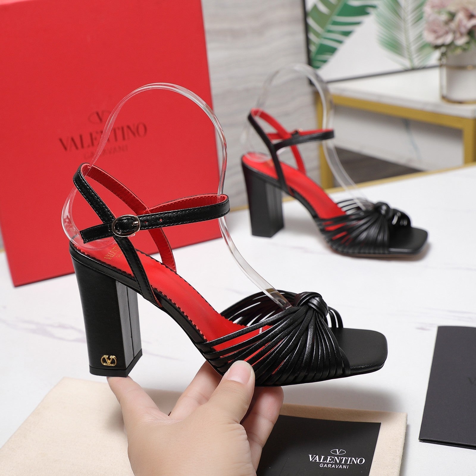 Valentino 2026 Garavani Annet 90mm Leather Block-Heel Sandal 864491