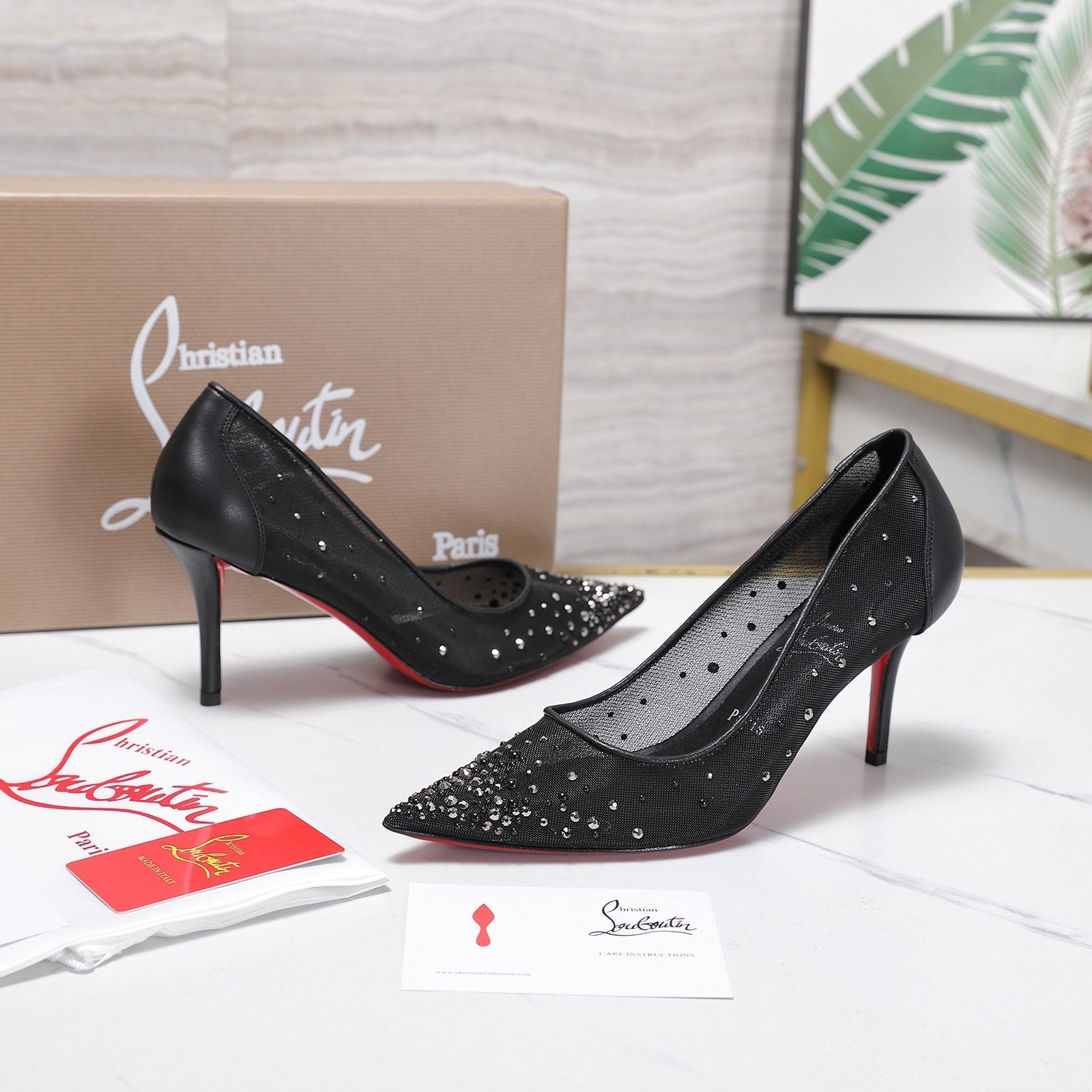 Christian Louboutin Miss Z Degrastrass Perla Pump Mesh Leather 863859