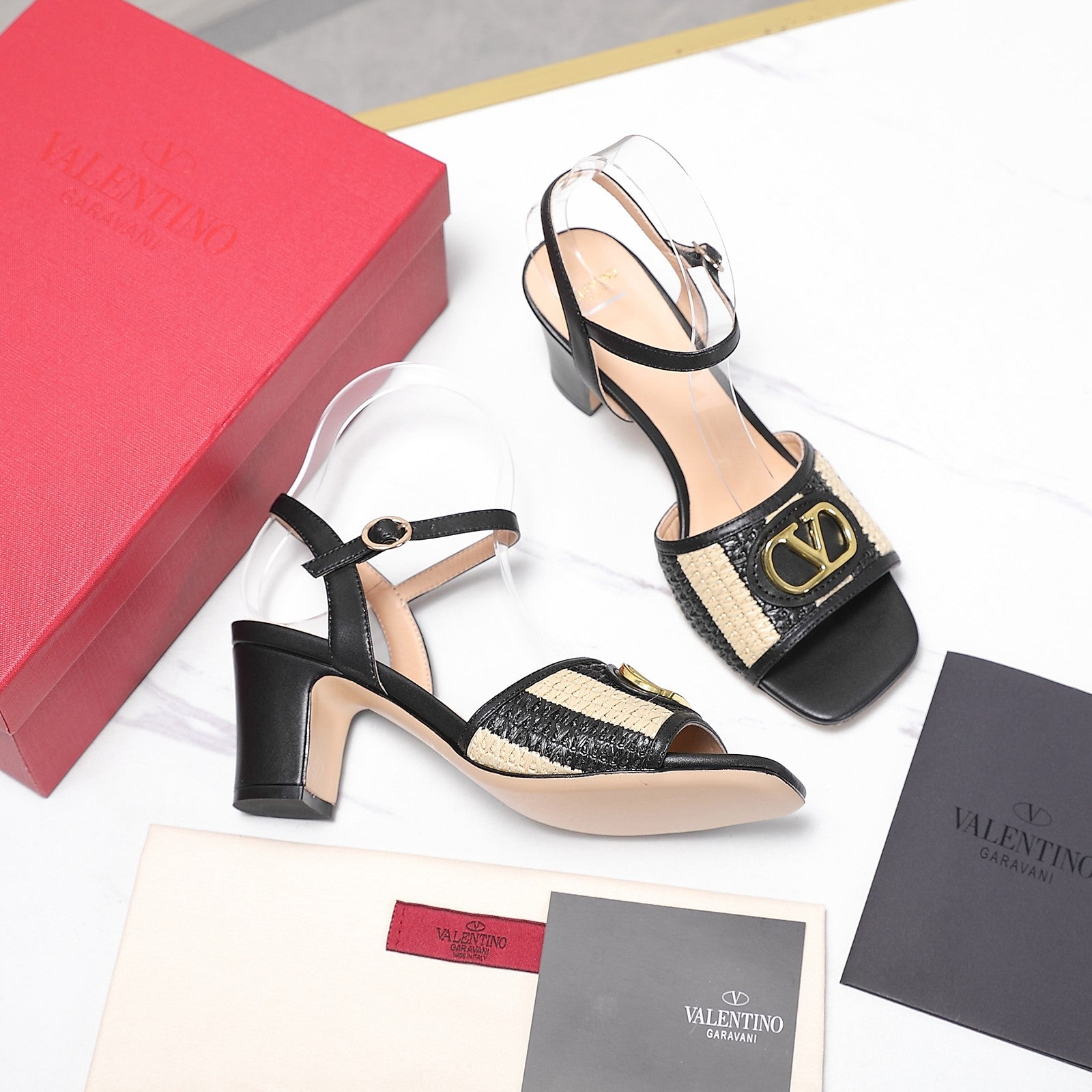 Valentino 2026 Garavani VLogo Signature 75mm Sandal Woven Leather 864541