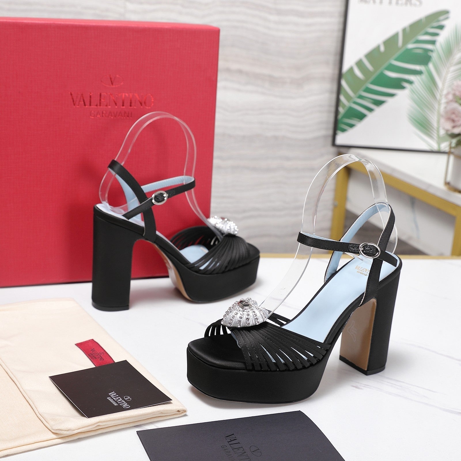 Valentino 2026 Garavani Coeur Royal Platform 110mm Sandals In Satin 864545