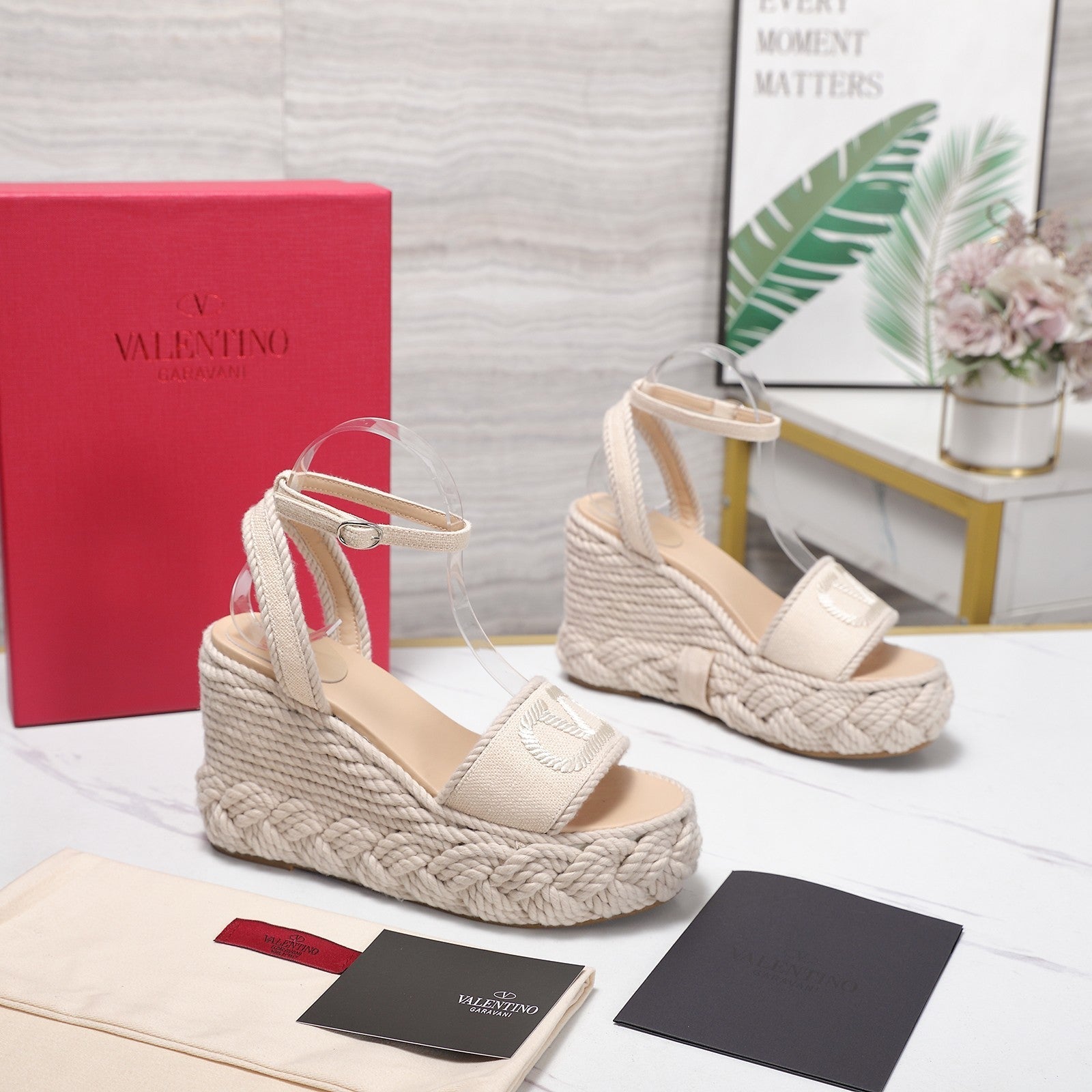 Valentino 2026 Garavani VLogo Torchon 110mm Espadrille Woven Leather 864550
