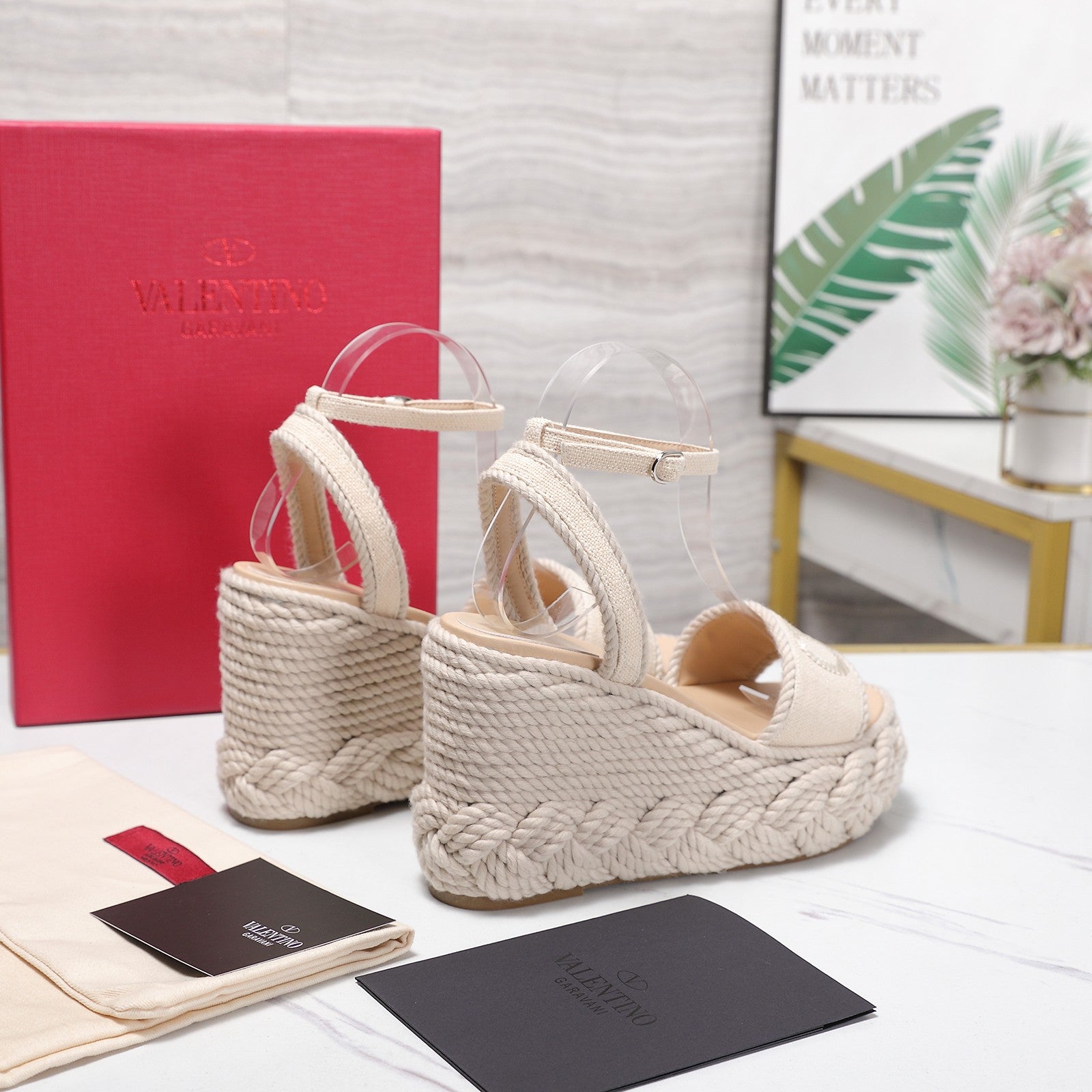 Valentino 2026 Garavani VLogo Torchon 110mm Espadrille Woven Leather 864550