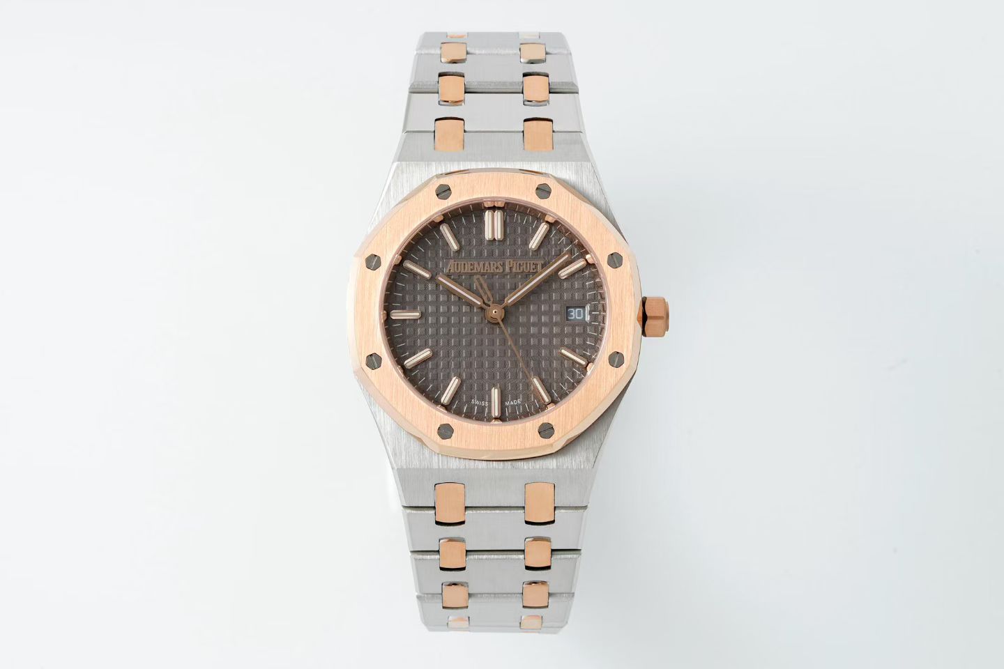 Audemars Piguet Royal Oak 34mm Sliver Case Brown Dial Pink Gold Steel