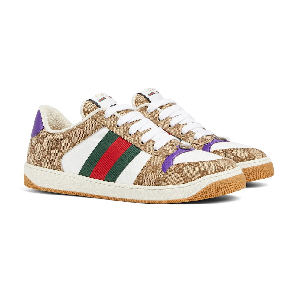 GG Men's Screener Sneaker Brown Mix Purple Canvas 523581