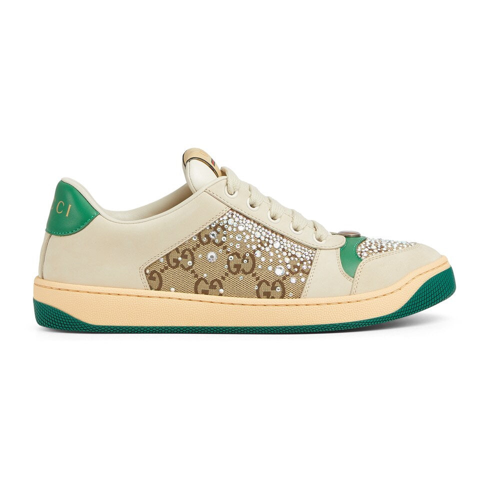 GG Men's Crystal Screener Sneaker Beige Diamond Canvas 523578