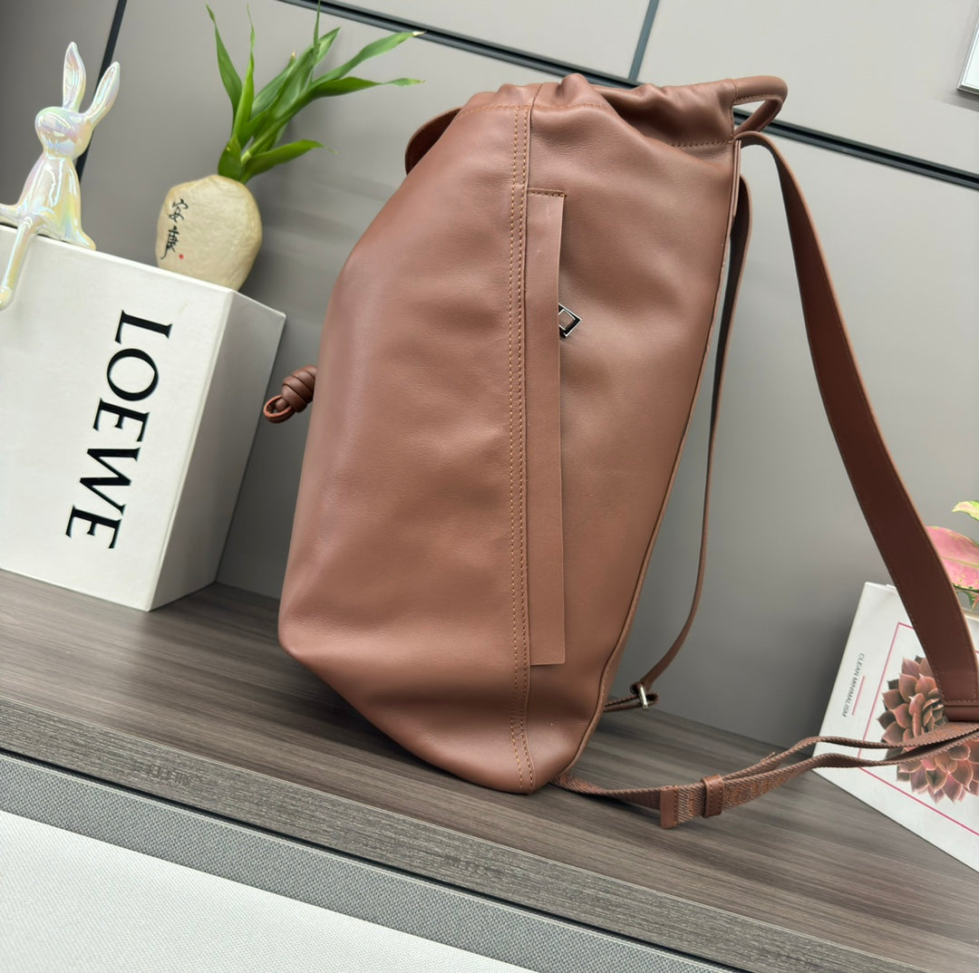 Loewe 2025 Flamenco Backpack 40cm Brown Calfskin 274690