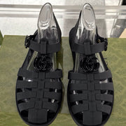 GC 25 Glossy Black Double G Sandal Black Rubber 292431