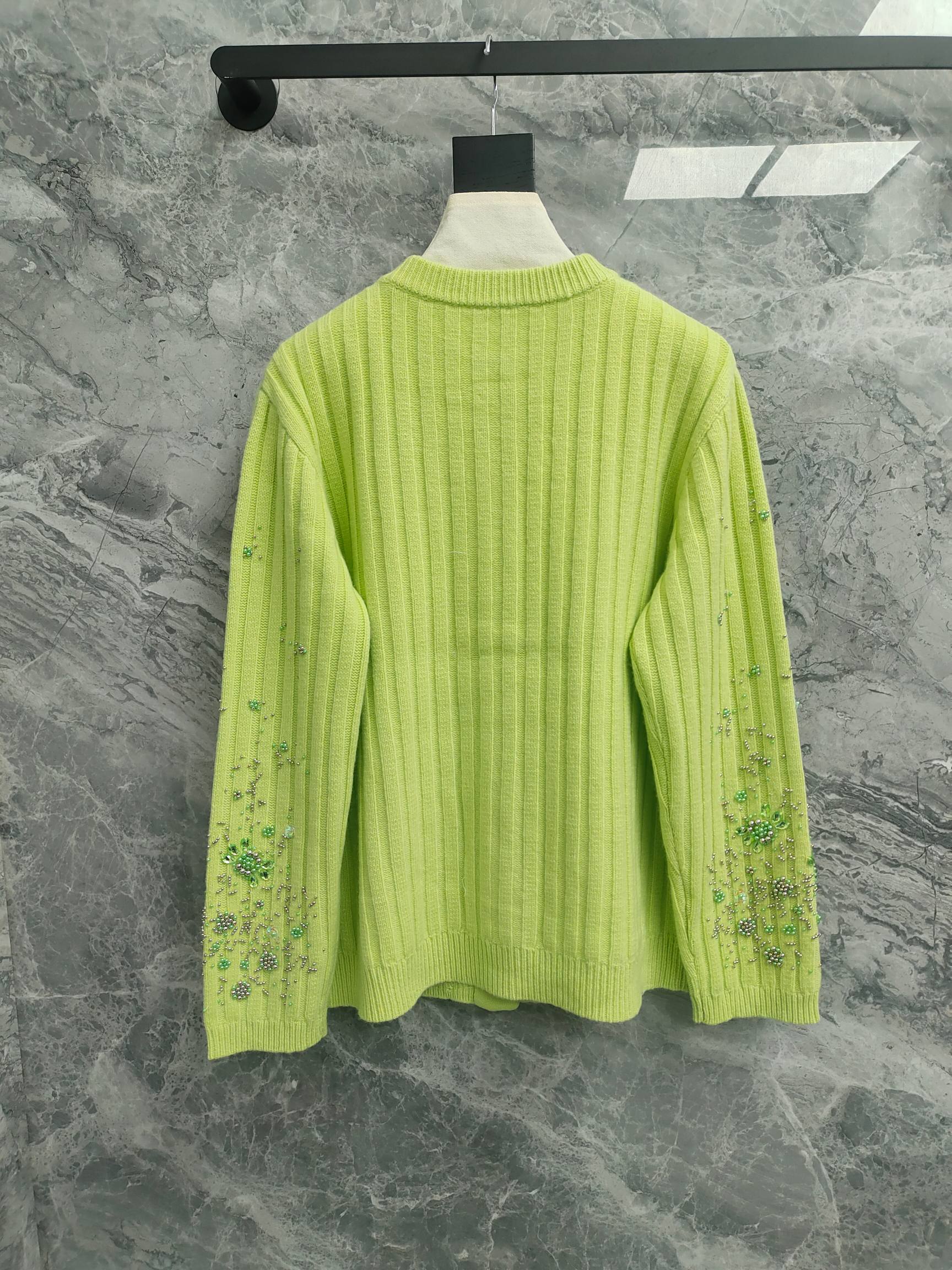 Gucci Cardigan Green Wool Cashmere 289093