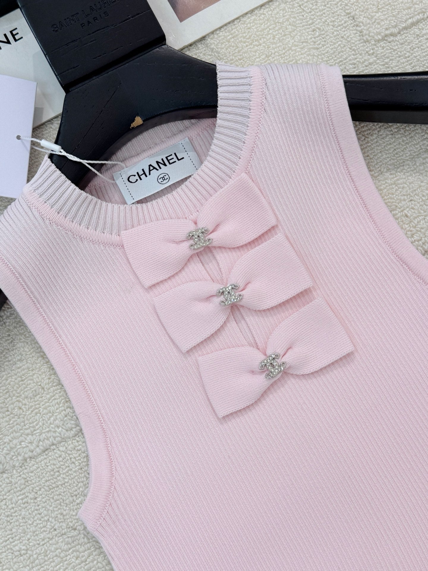 Chanel 2026 Bow-Tie Vest with Logo Wool 386926