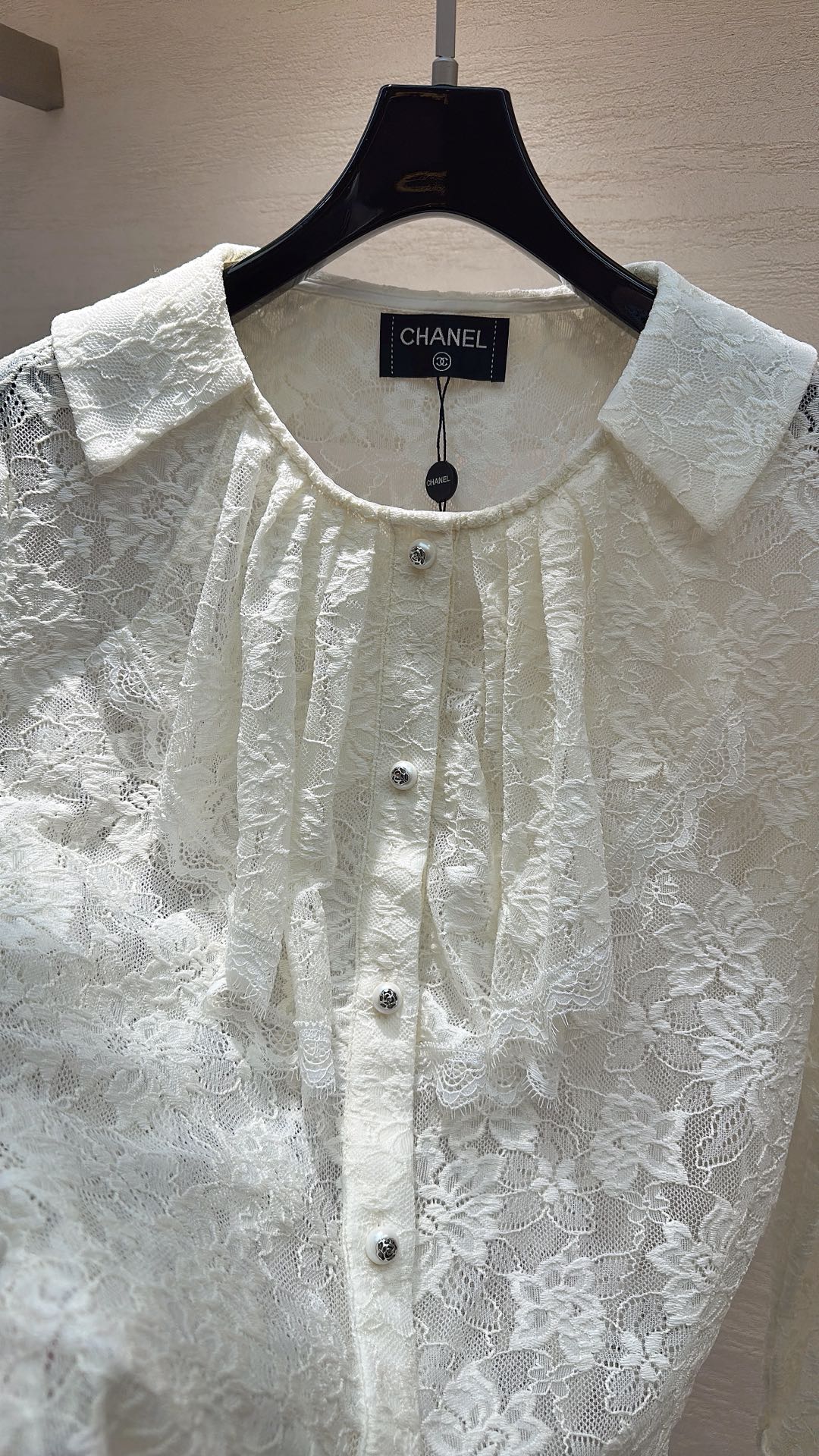 Chanel 2026 Lace Shirt Off-white Polyamide