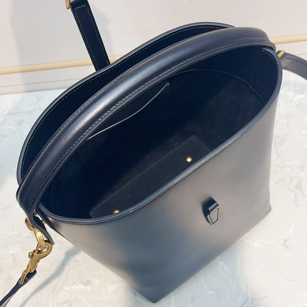 YSL 2026 Mini Bucket Bag 20cm Black Calfskin