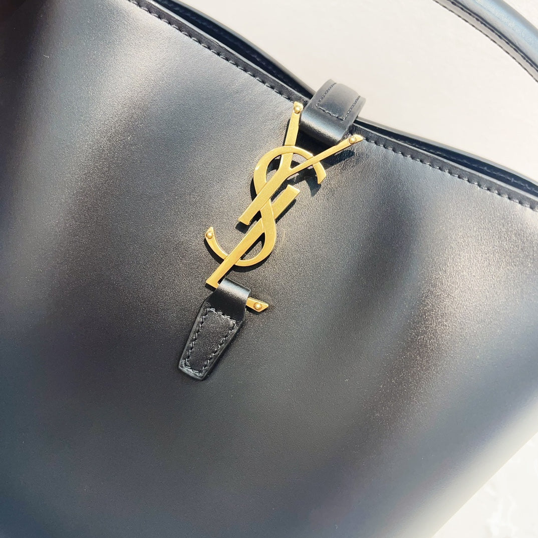 YSL 2026 Mini Bucket Bag 20cm Black Calfskin