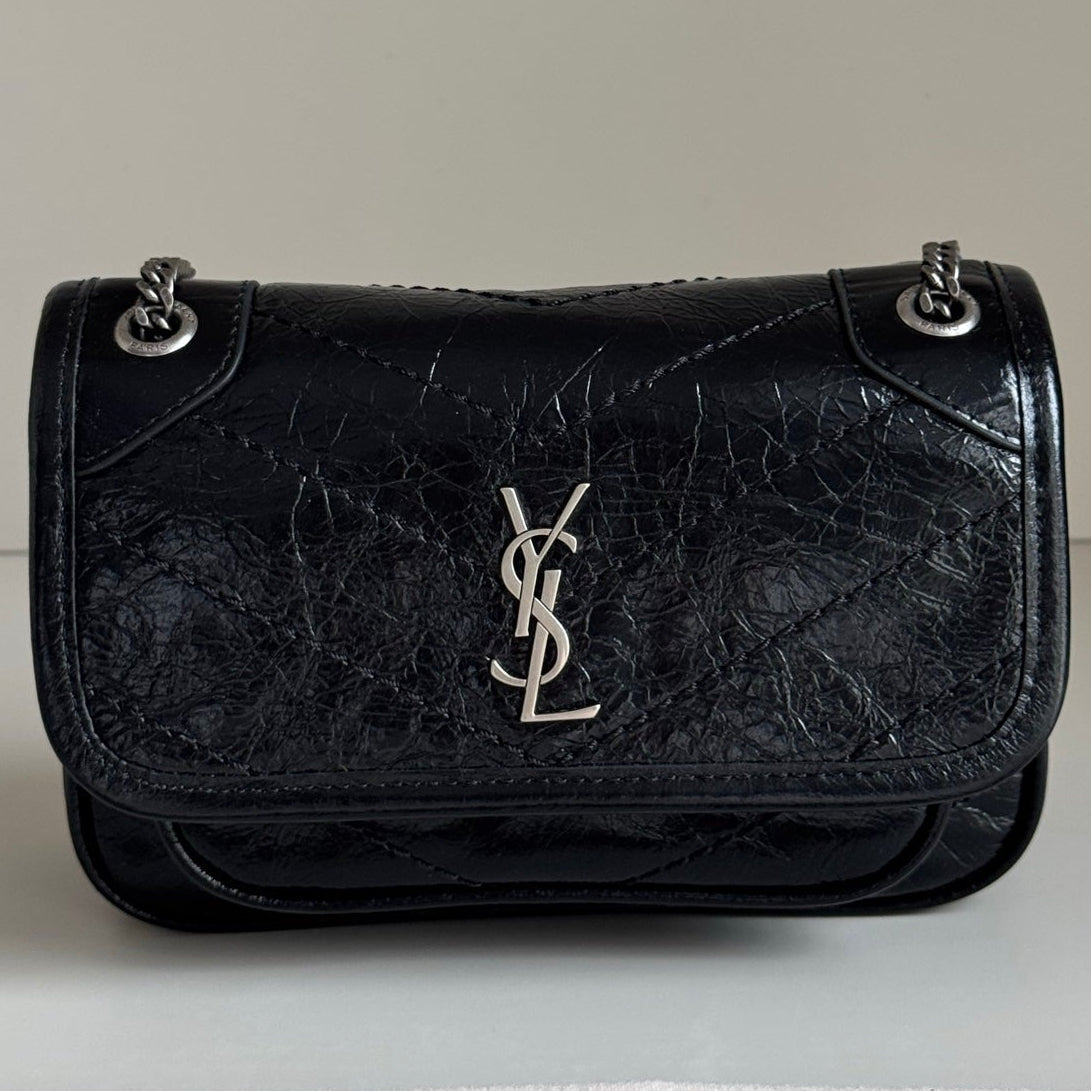 YSL 2026 Saint Laurent Niki Baby Bag 18cm Black Calfskin