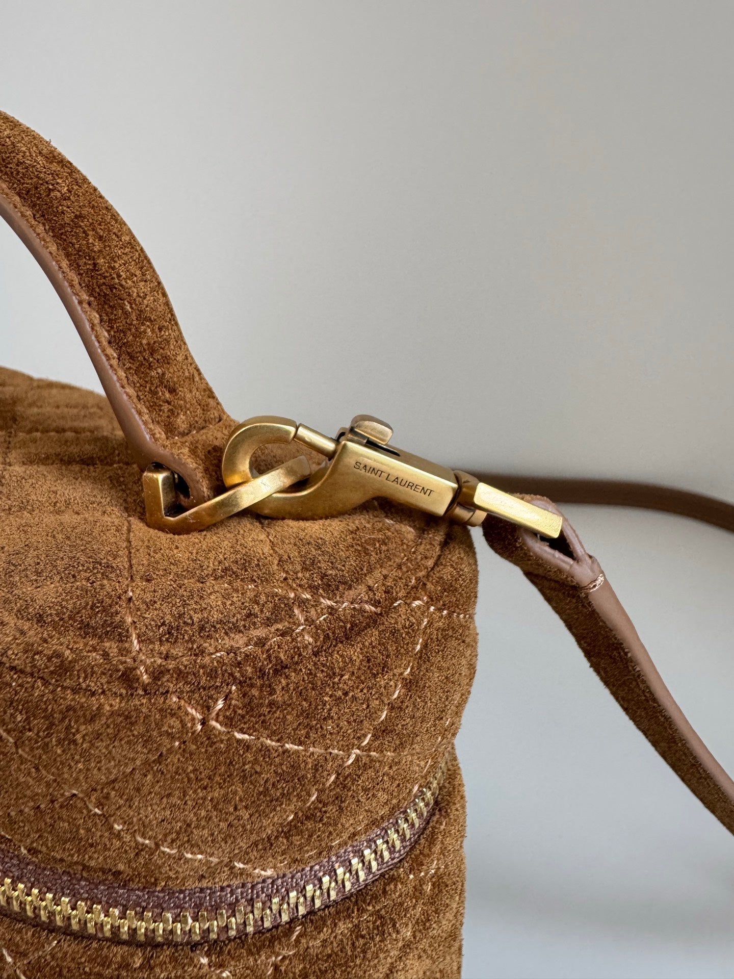 YSL 2026 Saint Laurent Gaby Vanity Bag 18cm Brown Suede