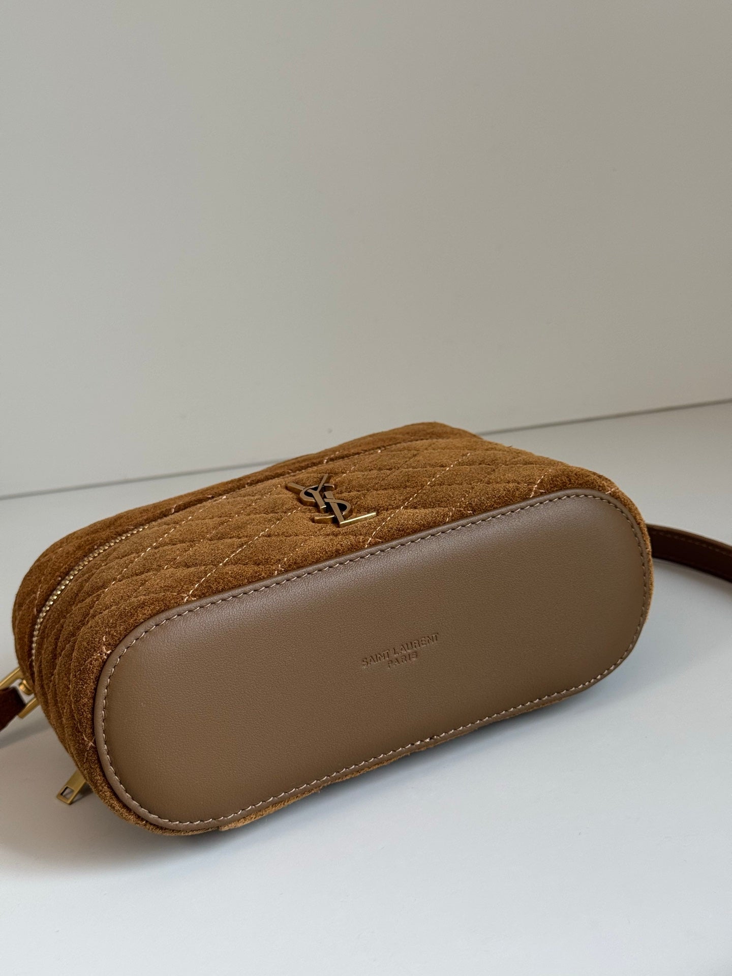 YSL 2026 Saint Laurent Gaby Vanity Bag 18cm Brown Suede