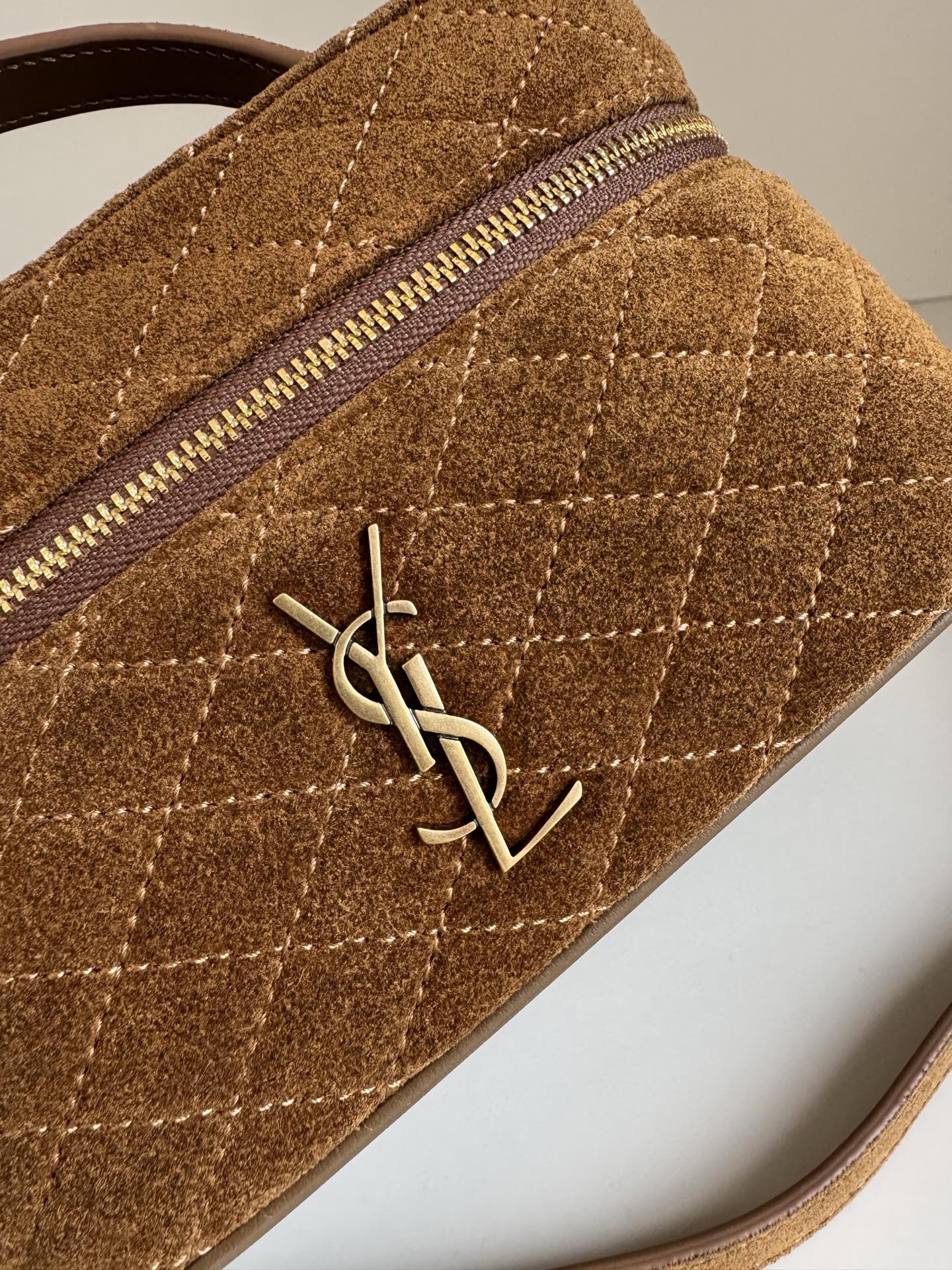 YSL 2026 Saint Laurent Gaby Vanity Bag 18cm Brown Suede