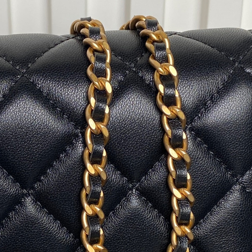 Chanel 2025 Bag Black Gold 19cm Lambskin 269234