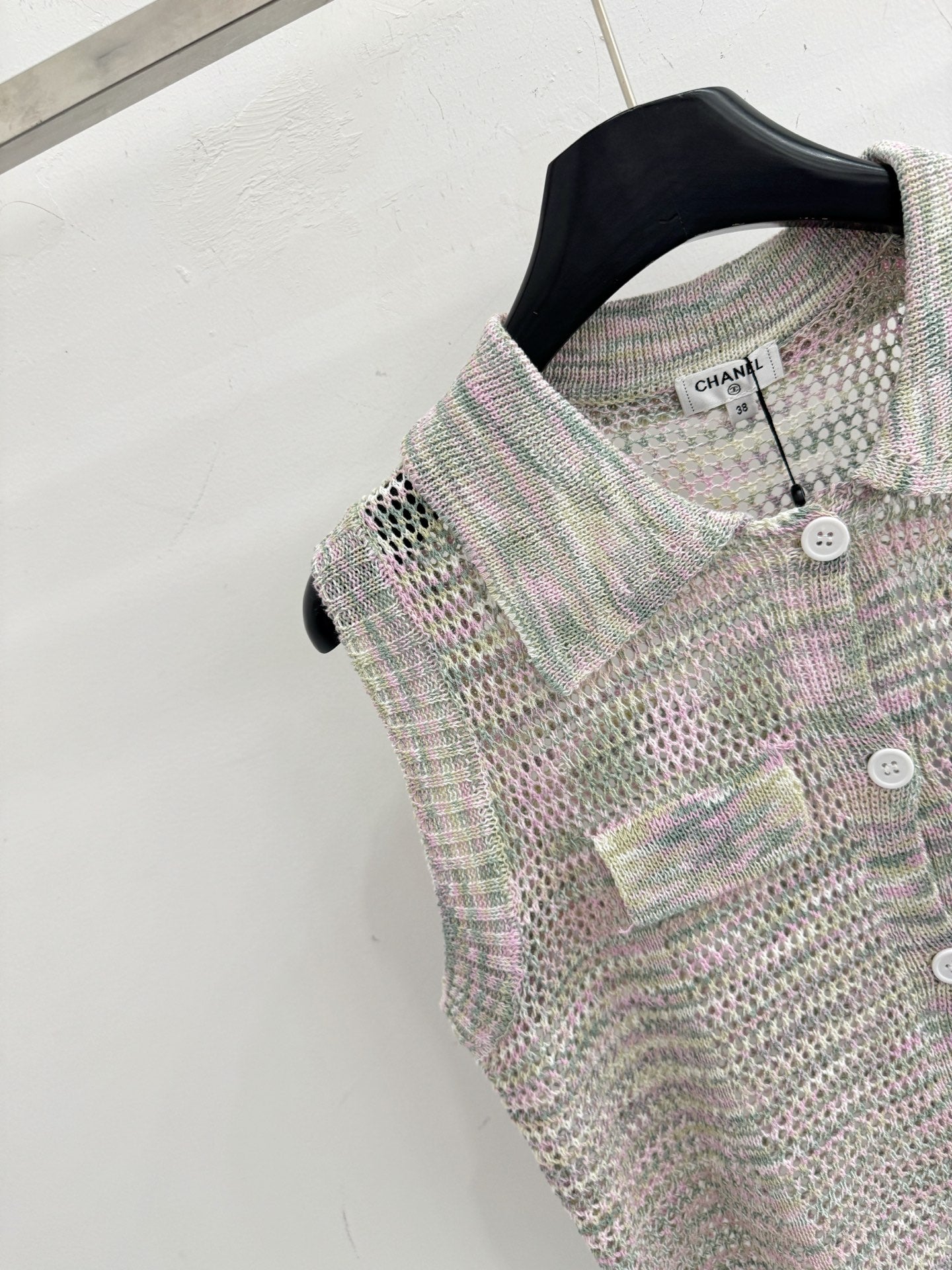Chanel 2026 Openwork Knit Vest Grey Cotton 294454