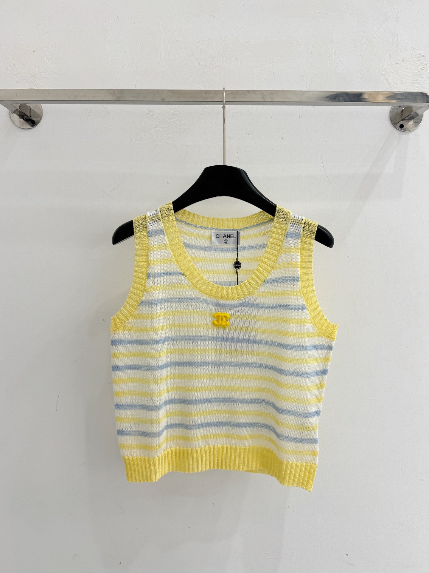 Chanel 2026 Striped Knit Vest Tencel Nylon 316878